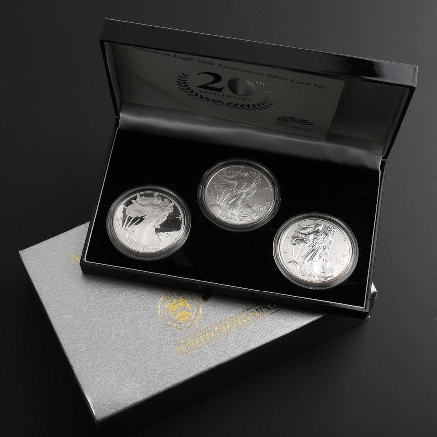 American Eagle 20th Anniversary Silver 3-Coin Set
