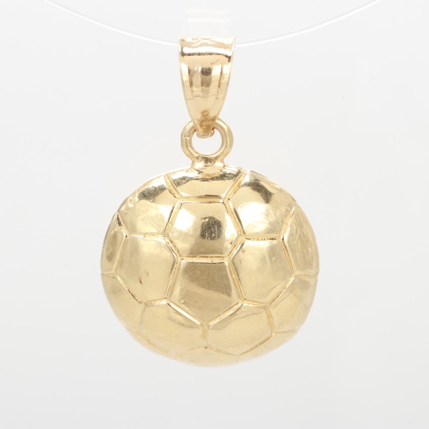 14K Yellow Gold Soccer Ball Pendant