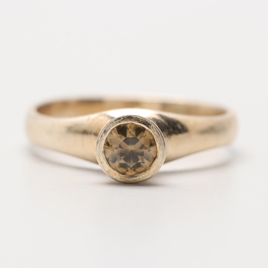 Gold Wash on Sterling Silver Zircon Ring