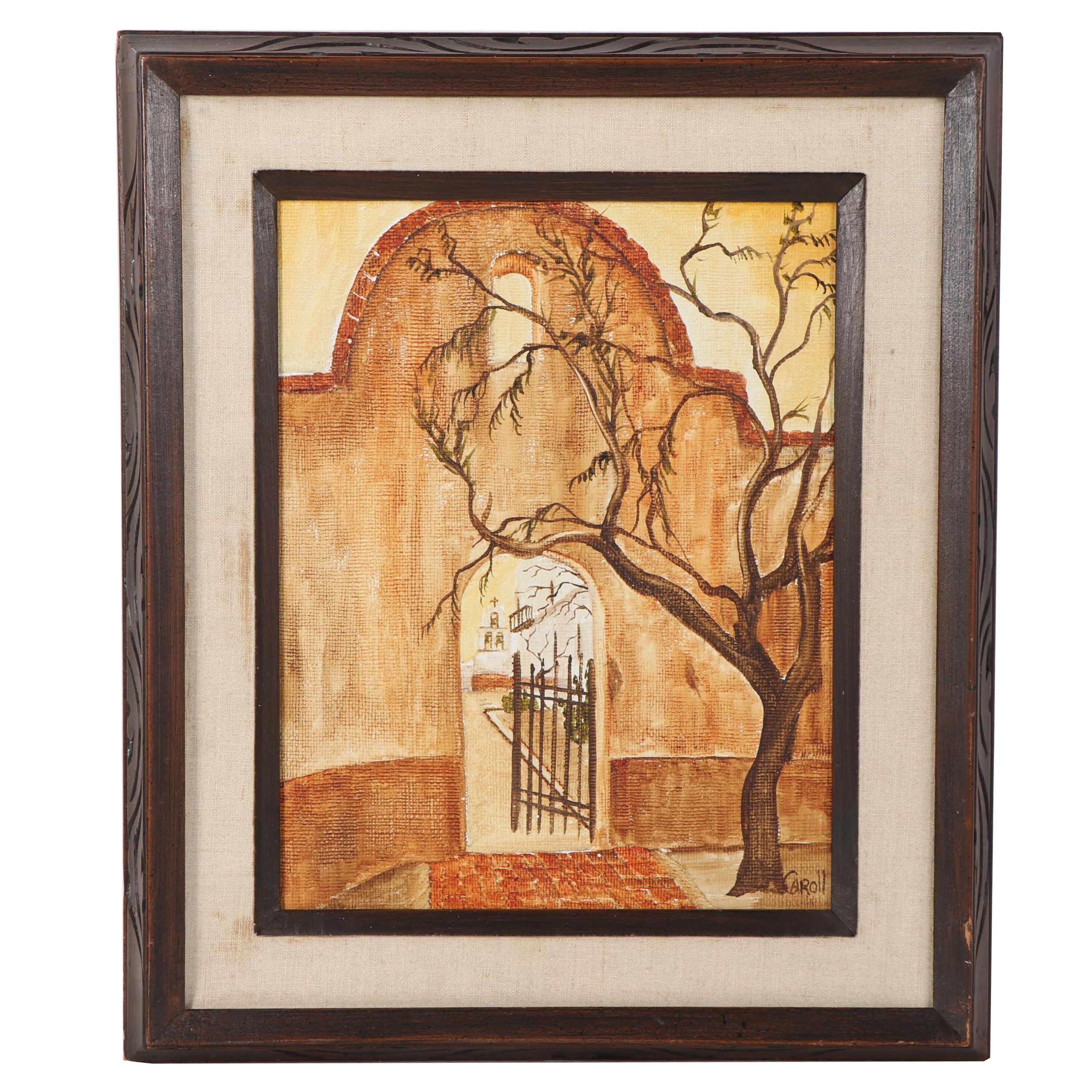 Caroll Acrylic Painting of a Courtyard