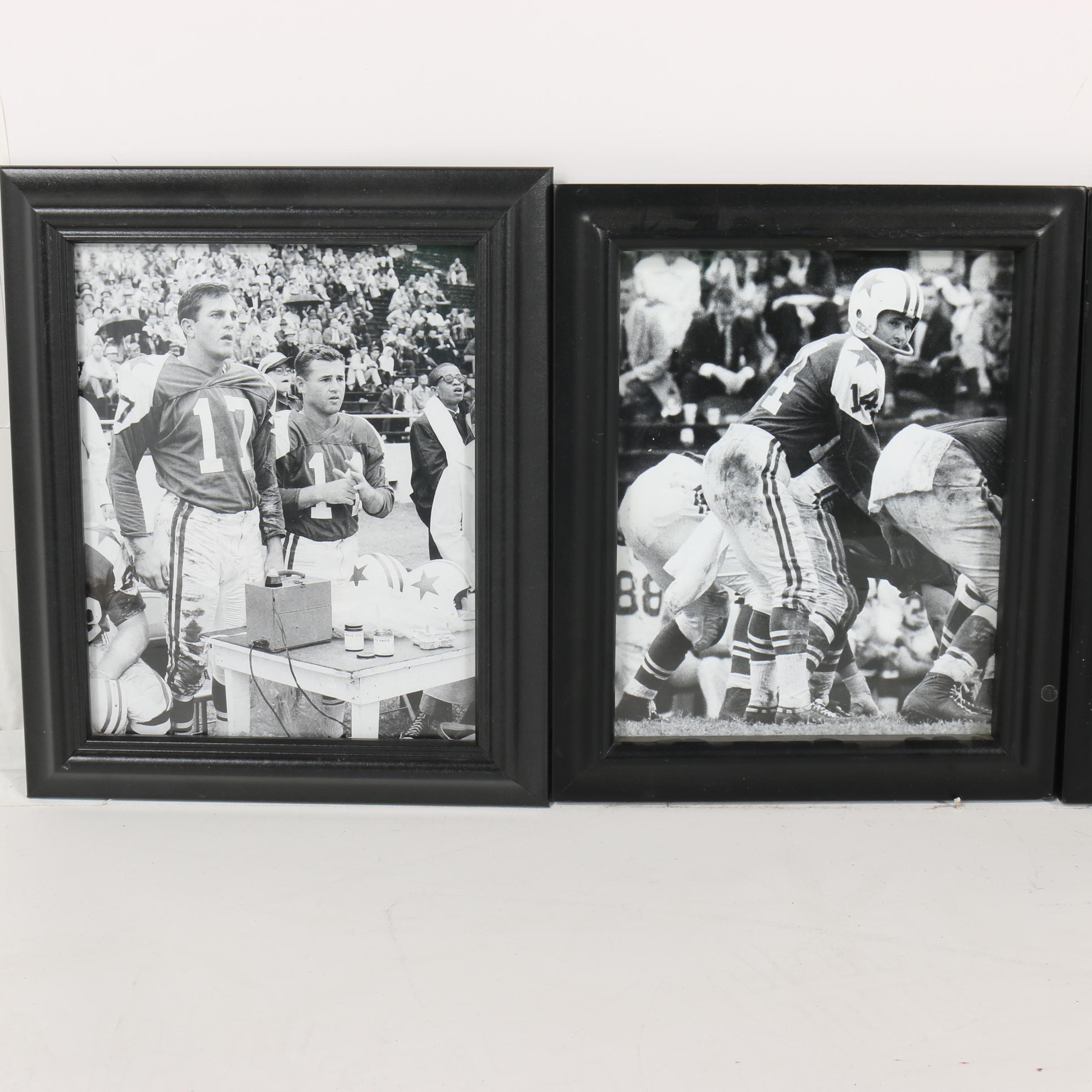 Black and White Prints of Vintage Cowboy Players including Tom Landry