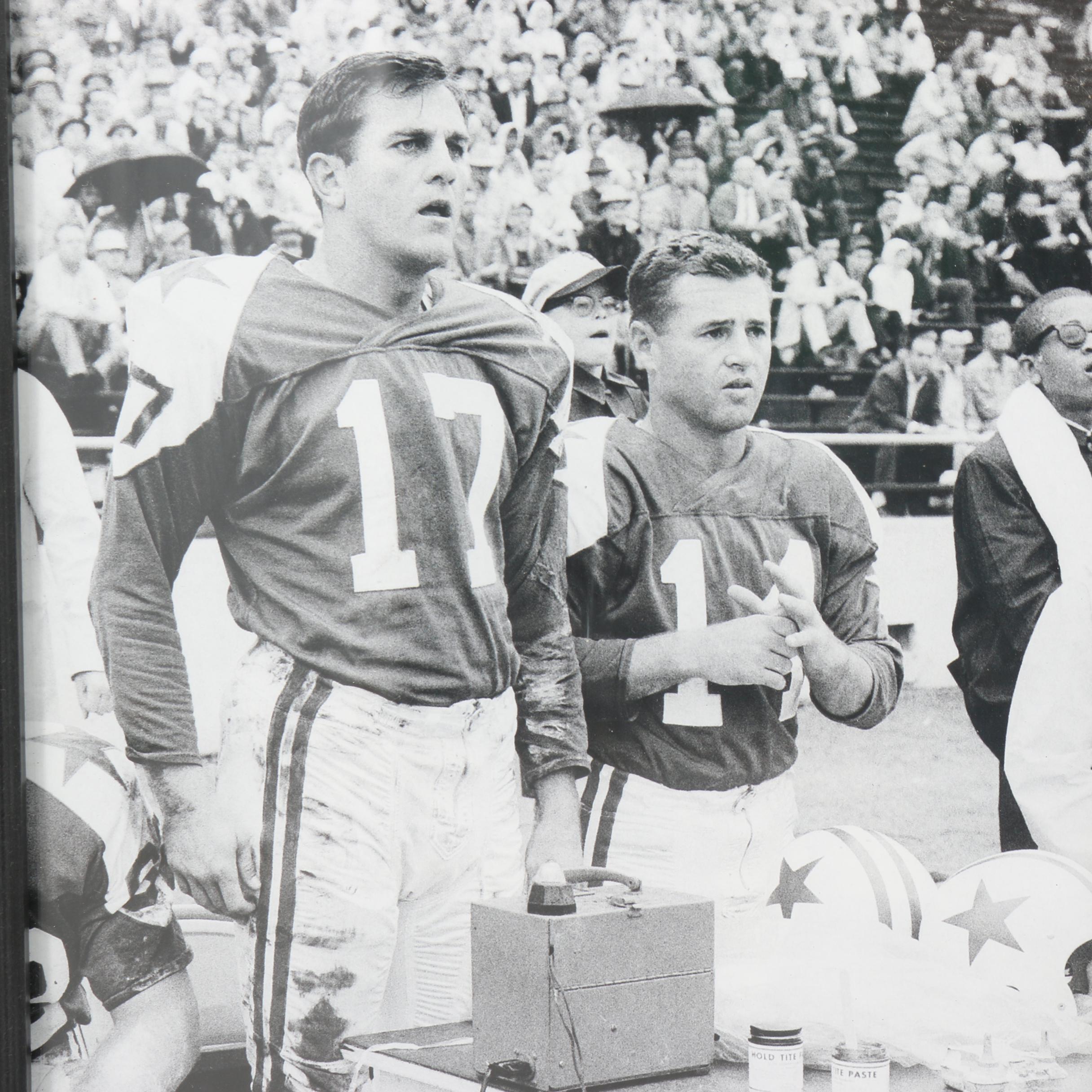 Black and White Prints of Vintage Cowboy Players including Tom Landry