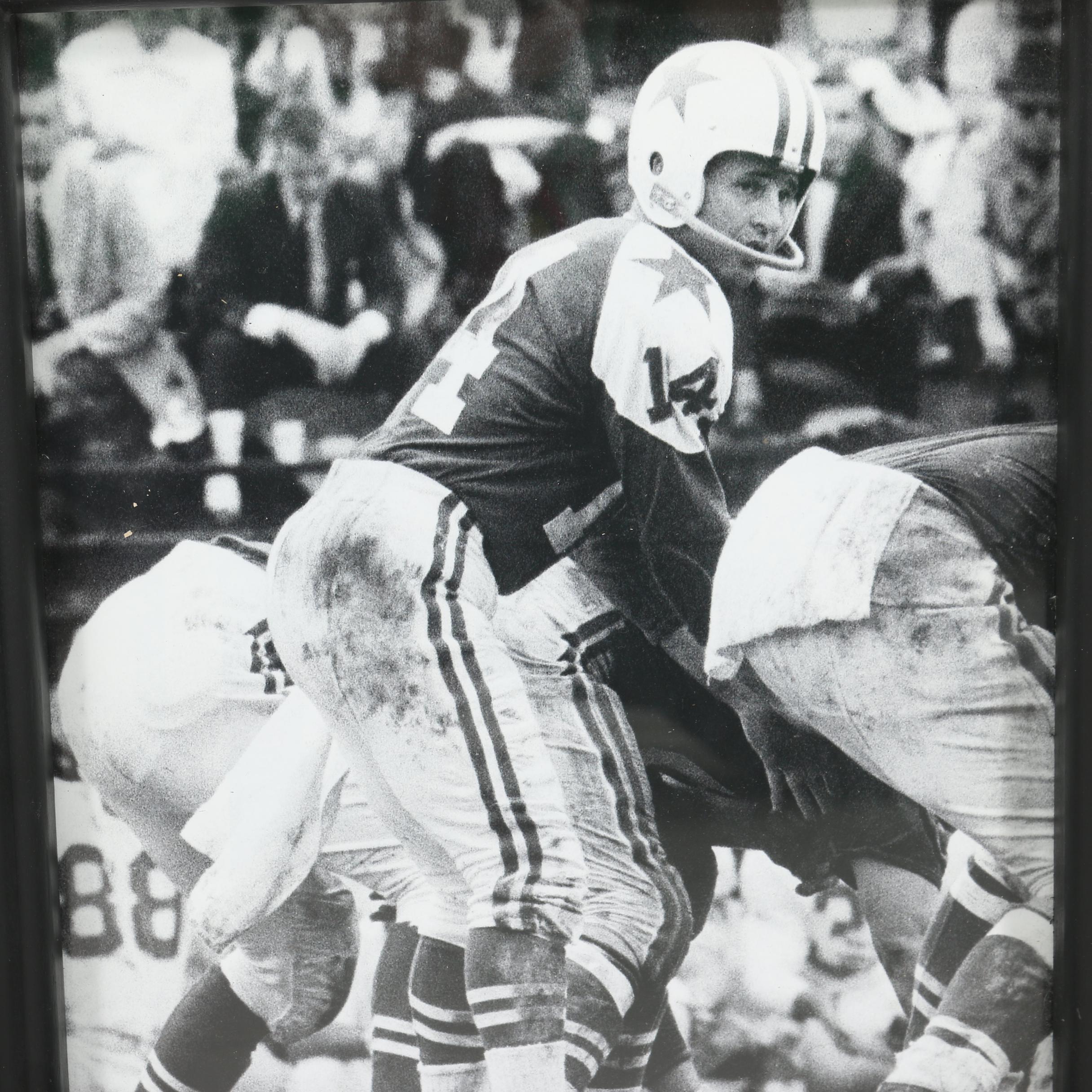 Black and White Prints of Vintage Cowboy Players including Tom Landry