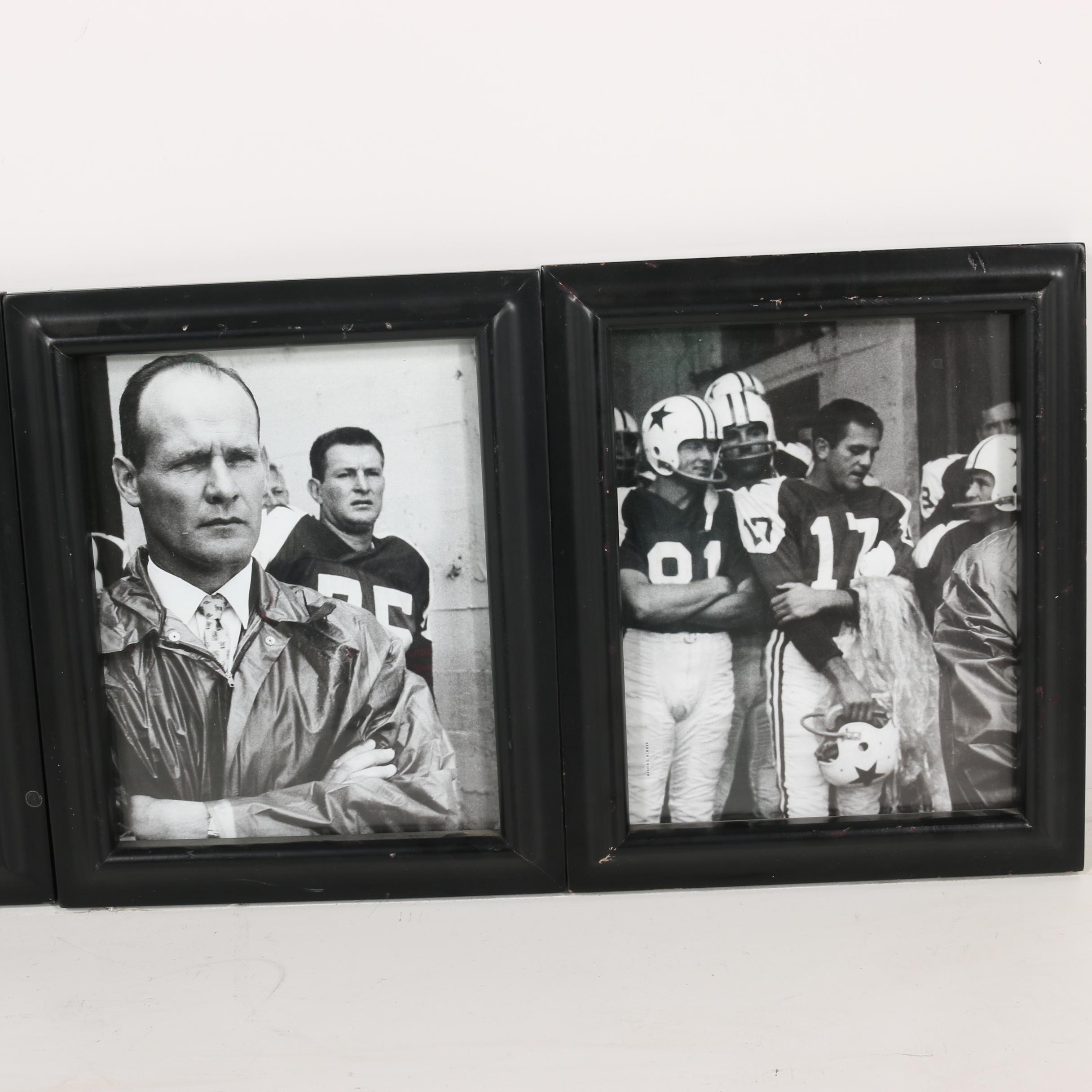 Black and White Prints of Vintage Cowboy Players including Tom Landry