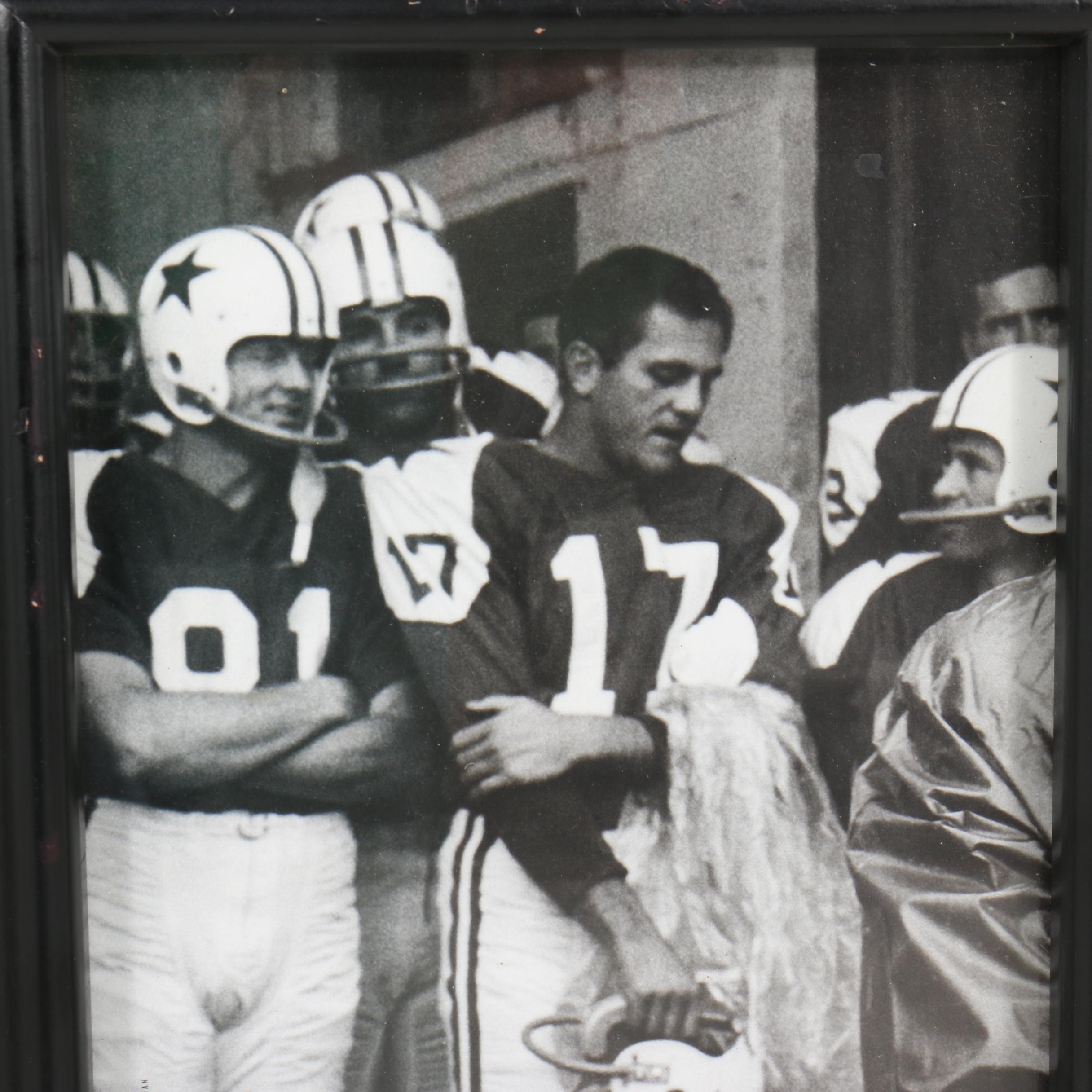 Black and White Prints of Vintage Cowboy Players including Tom Landry