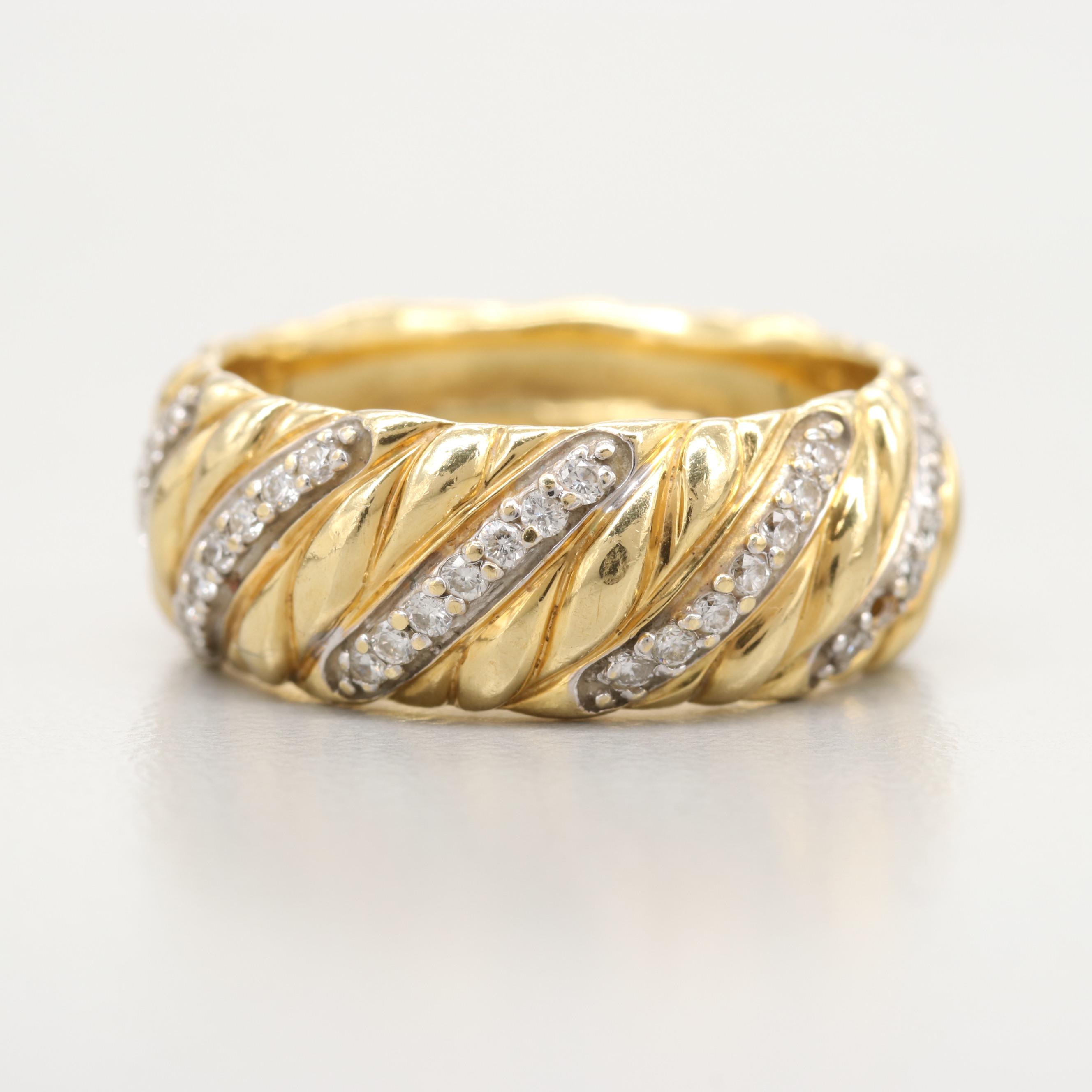 David Yurman 18K Yellow Gold Diamond Ring