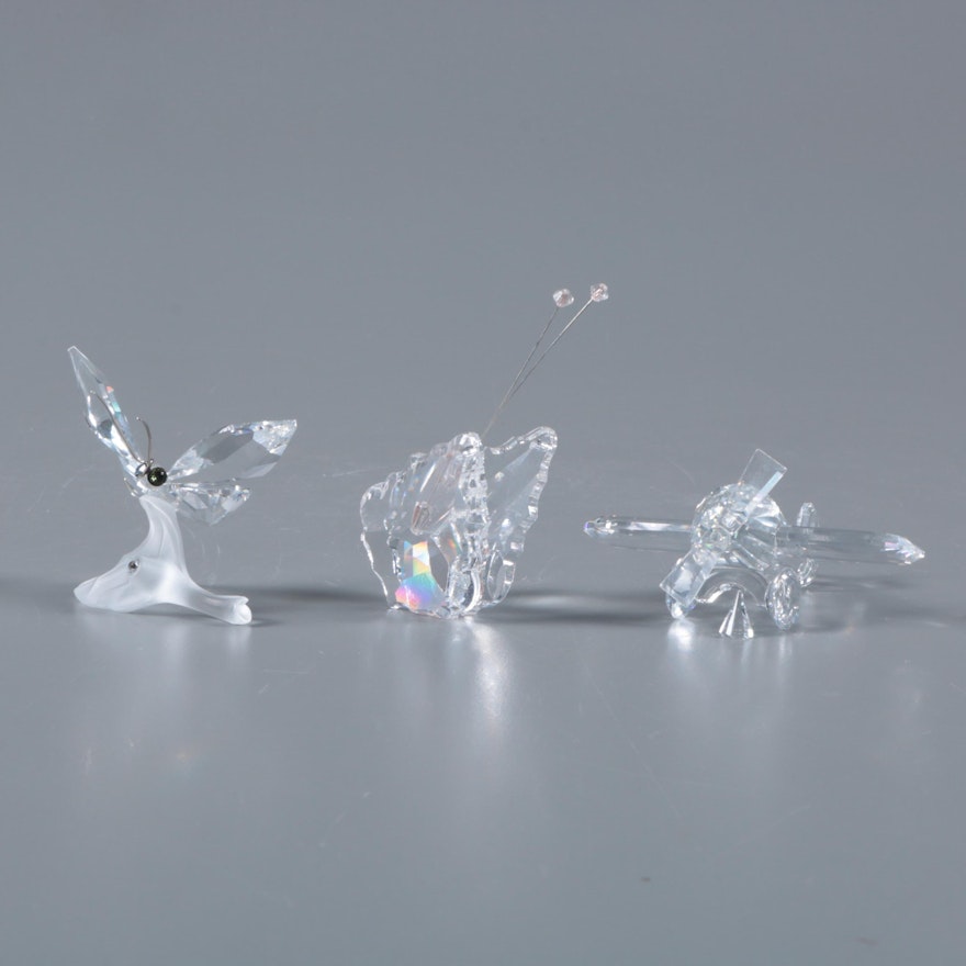 Crystal Airplane and Butterfly Figurines Including Swarovski