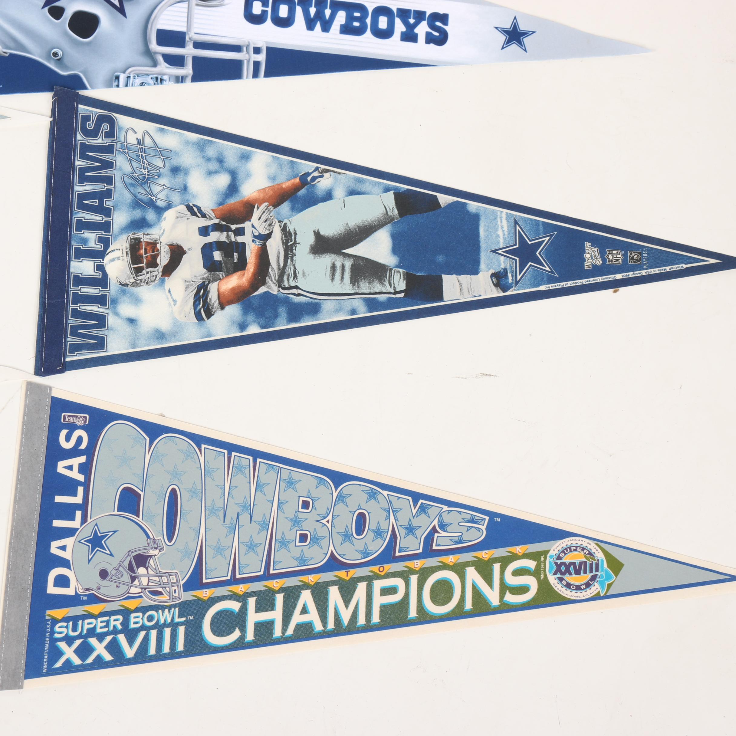 Dallas Cowboys Pennants Including Vintage Superbowl XIII Pennant