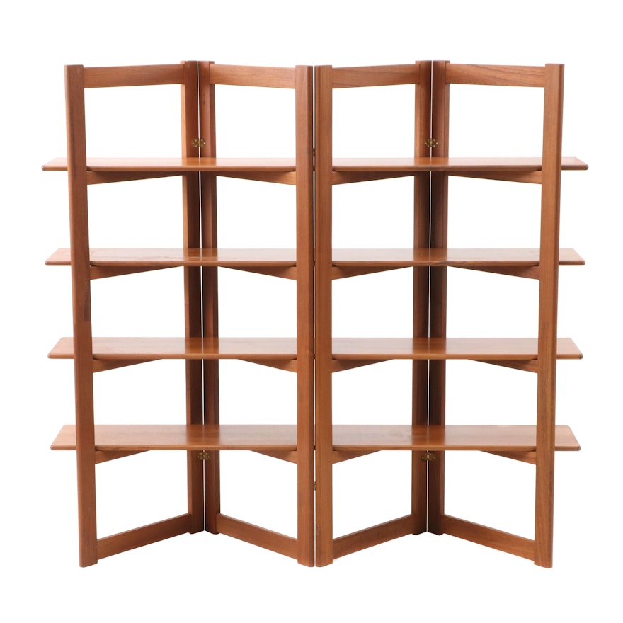 Contemporary Wood Folding Screen Bookshelf