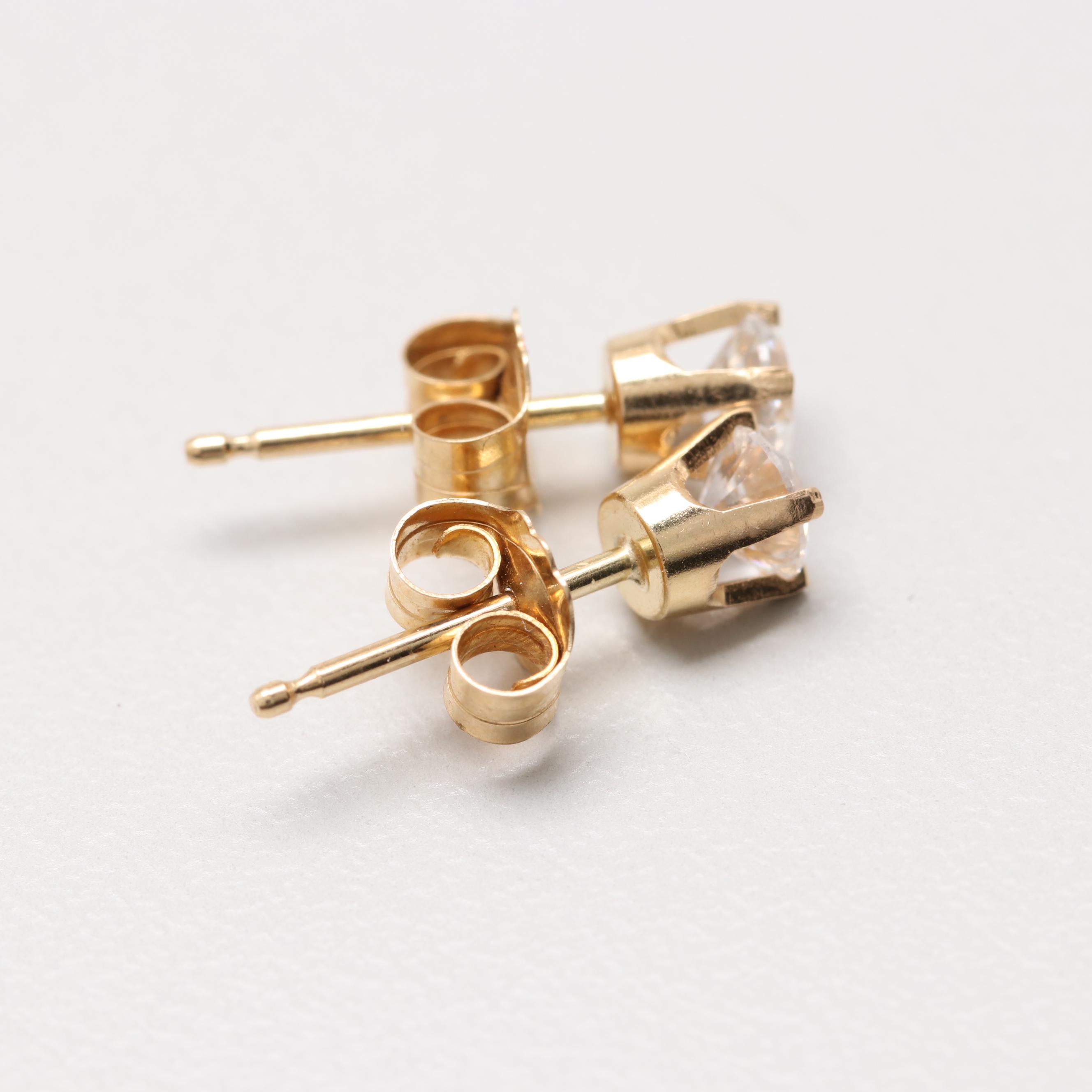14K Yellow Gold Cubic Zirconia Stud Earrings
