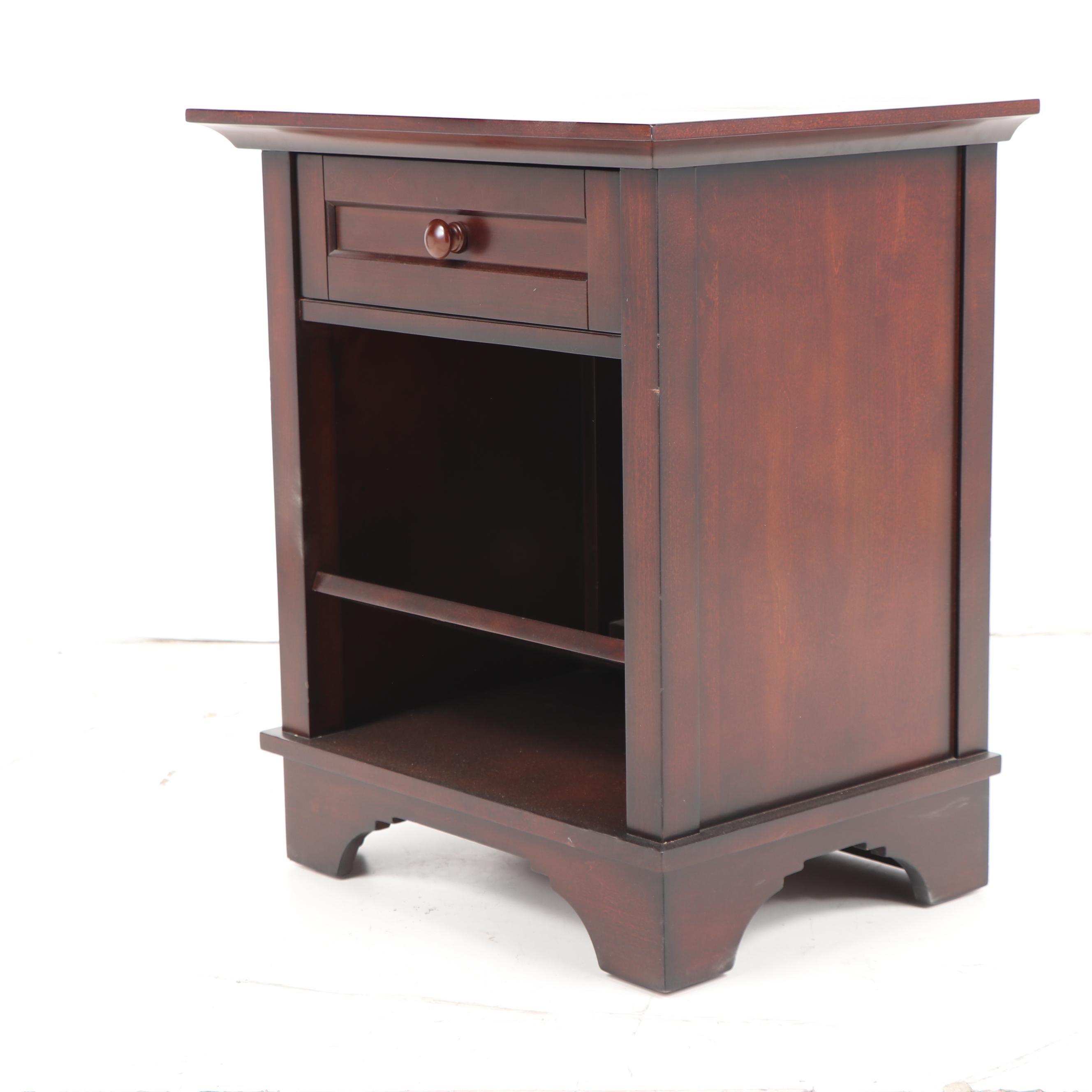 Mahogany Finish Wood Nightstand, 21st Century