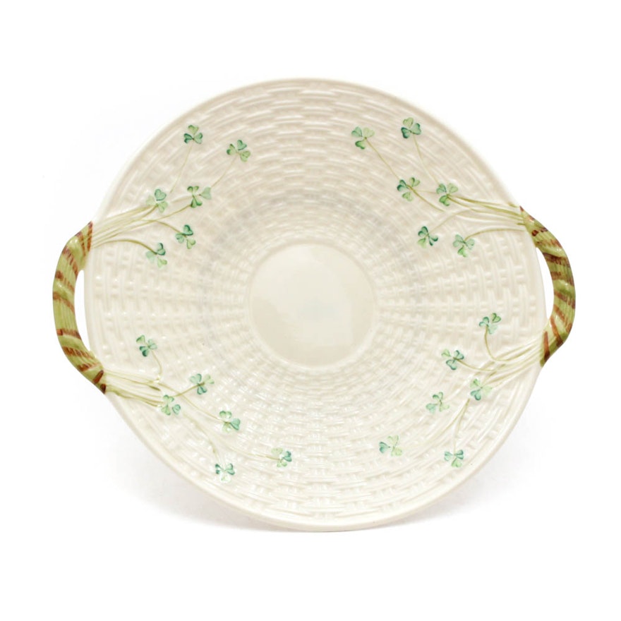 Belleek "Shamrock" Handled Plate