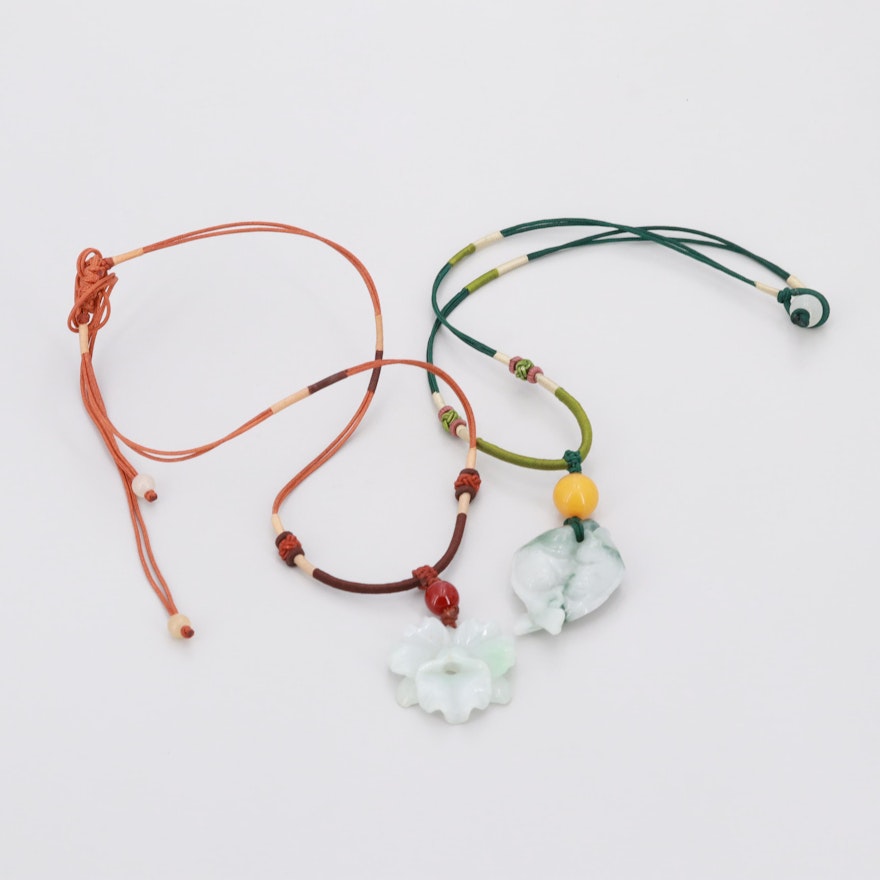 Assorted Cord Jadeite and Glass Necklaces