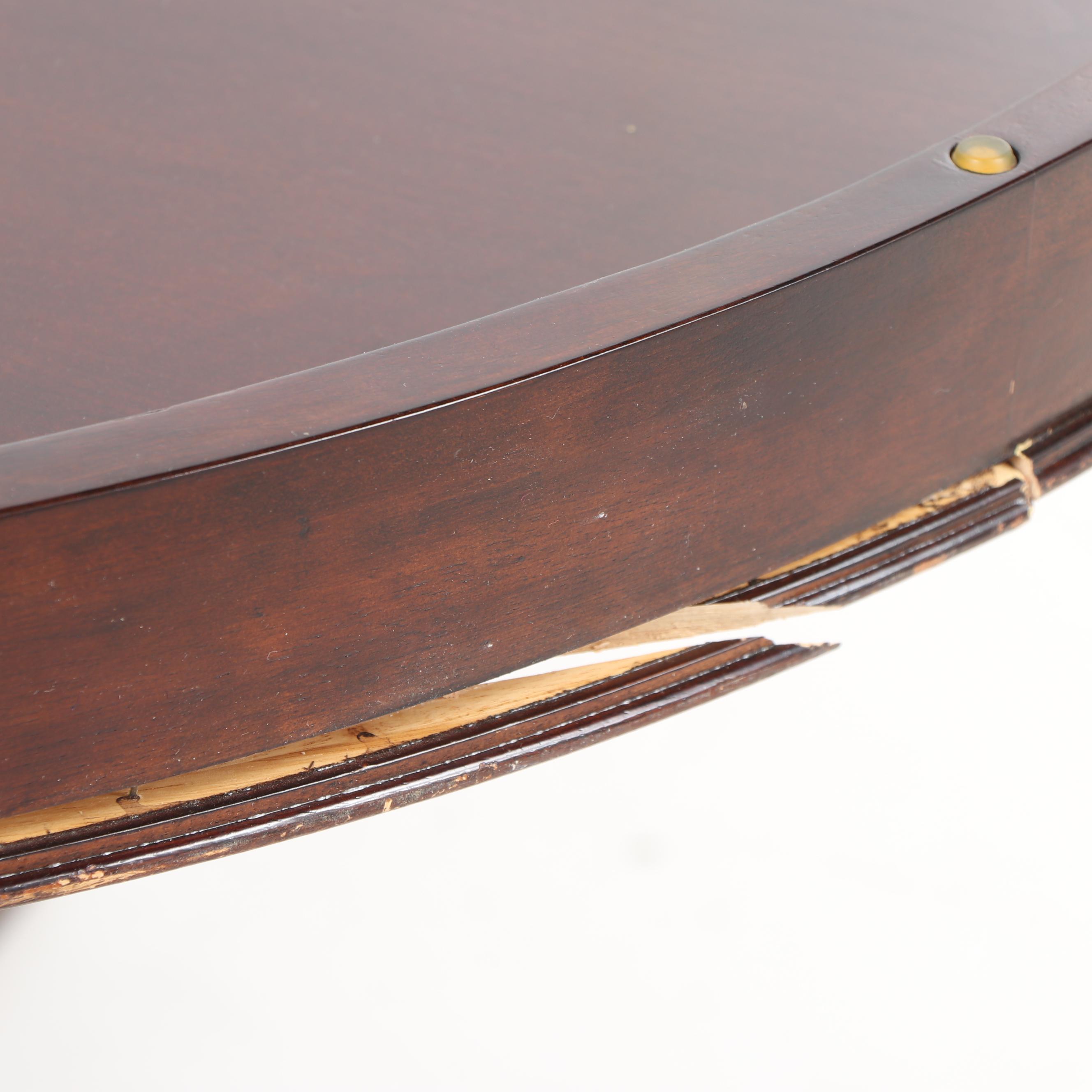 Mahogany Circular Game Table with "World Poker Tour" Felt Top Panel, 21st C.