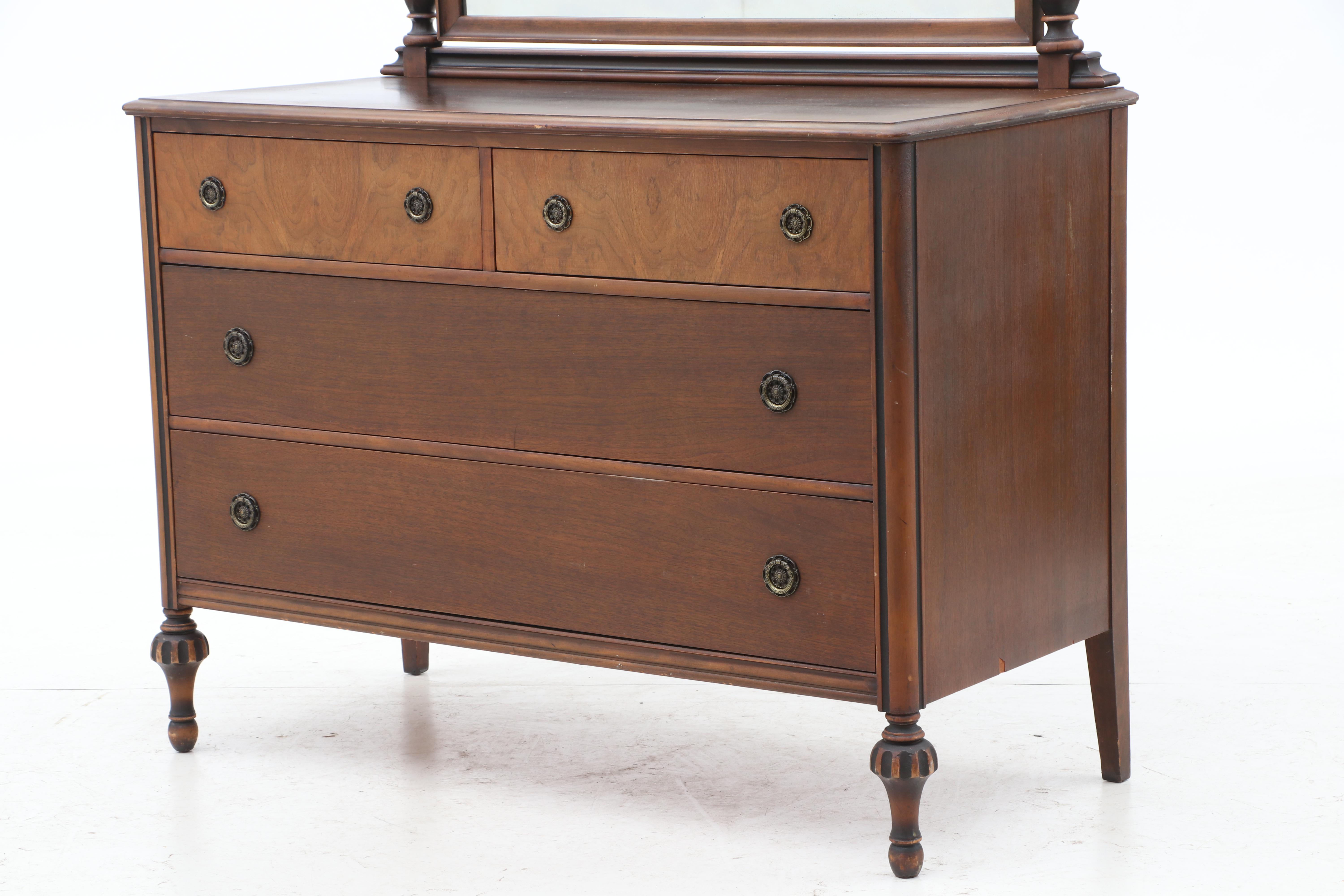 Berkey & Gay Furniture Chest of Drawers with Mirror in Walnut