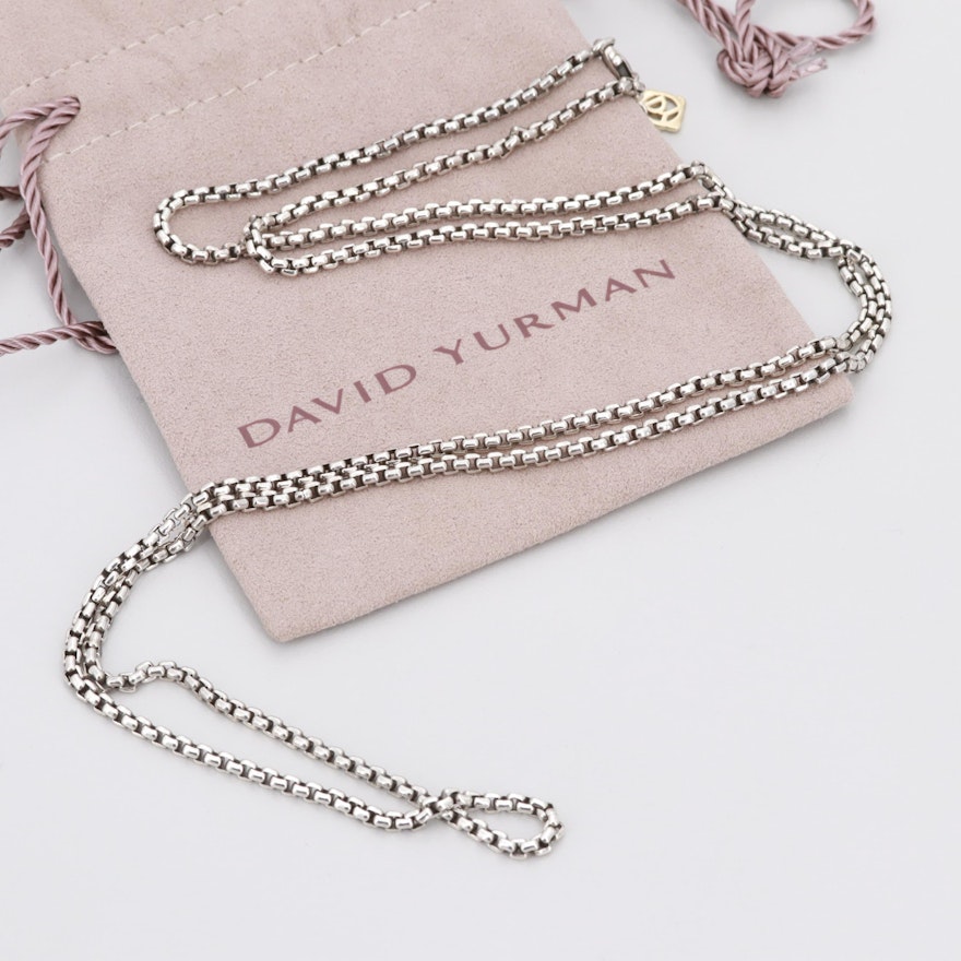 David Yurman Sterling Silver Box Chain with 14K Yellow Gold Accent