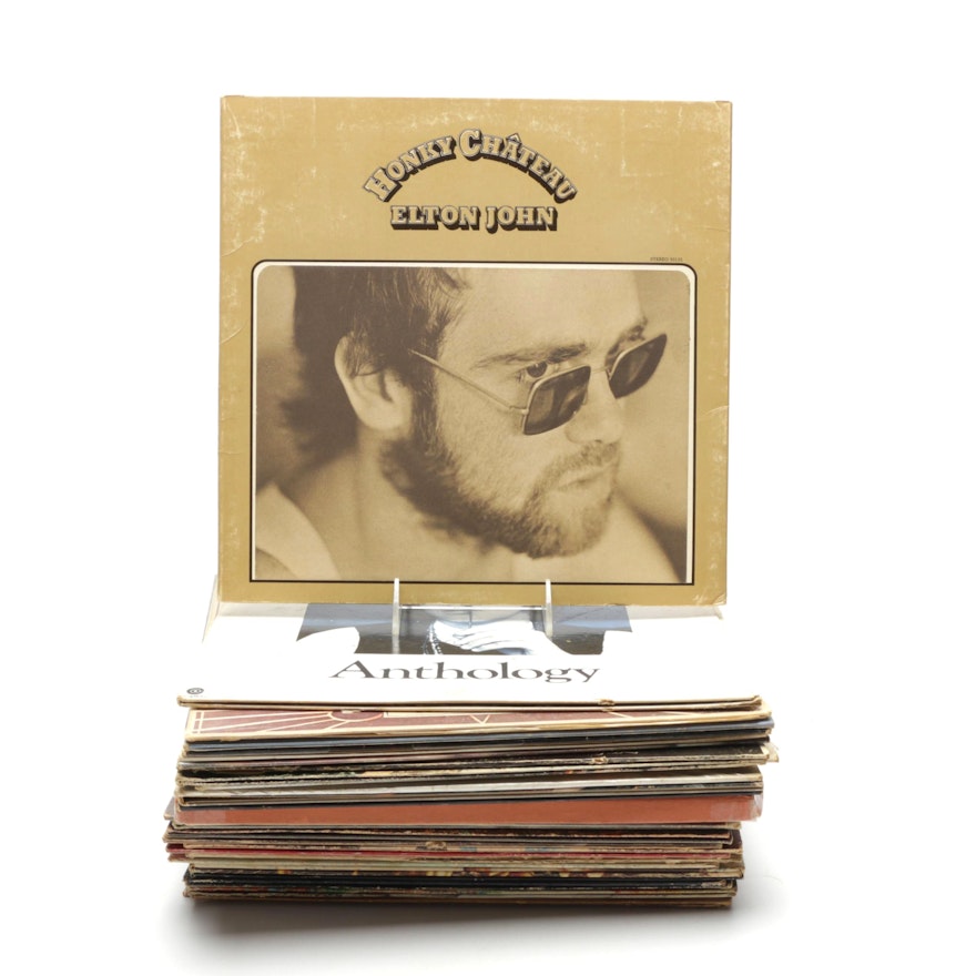 Vintage Record Albums Including Jethro Tull and Elton John