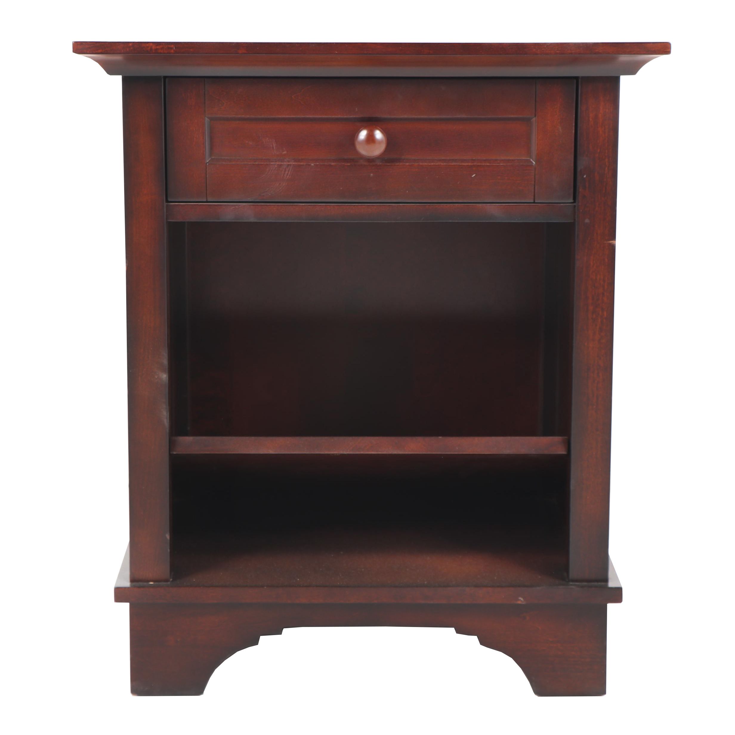 Mahogany Finish Wood Nightstand, 21st Century