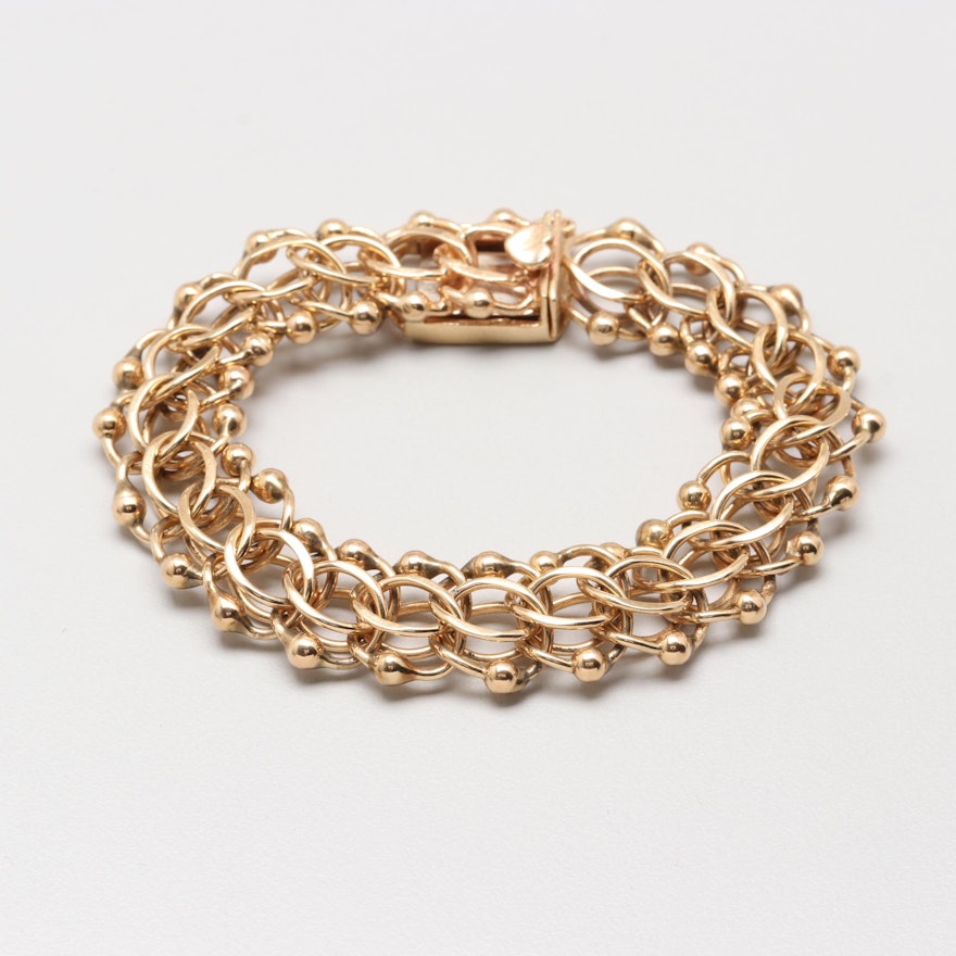 14K Yellow Gold Fancy Link Bracelet