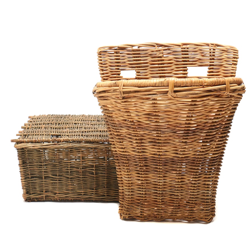 Decorative Lidded Basket Box and Woven Wall Mount Basket