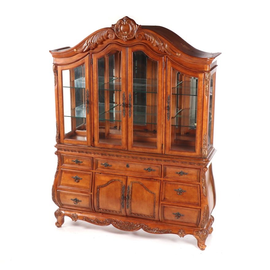 French Style Walnut China Cabinet by Bachman Furniture, 21st Century