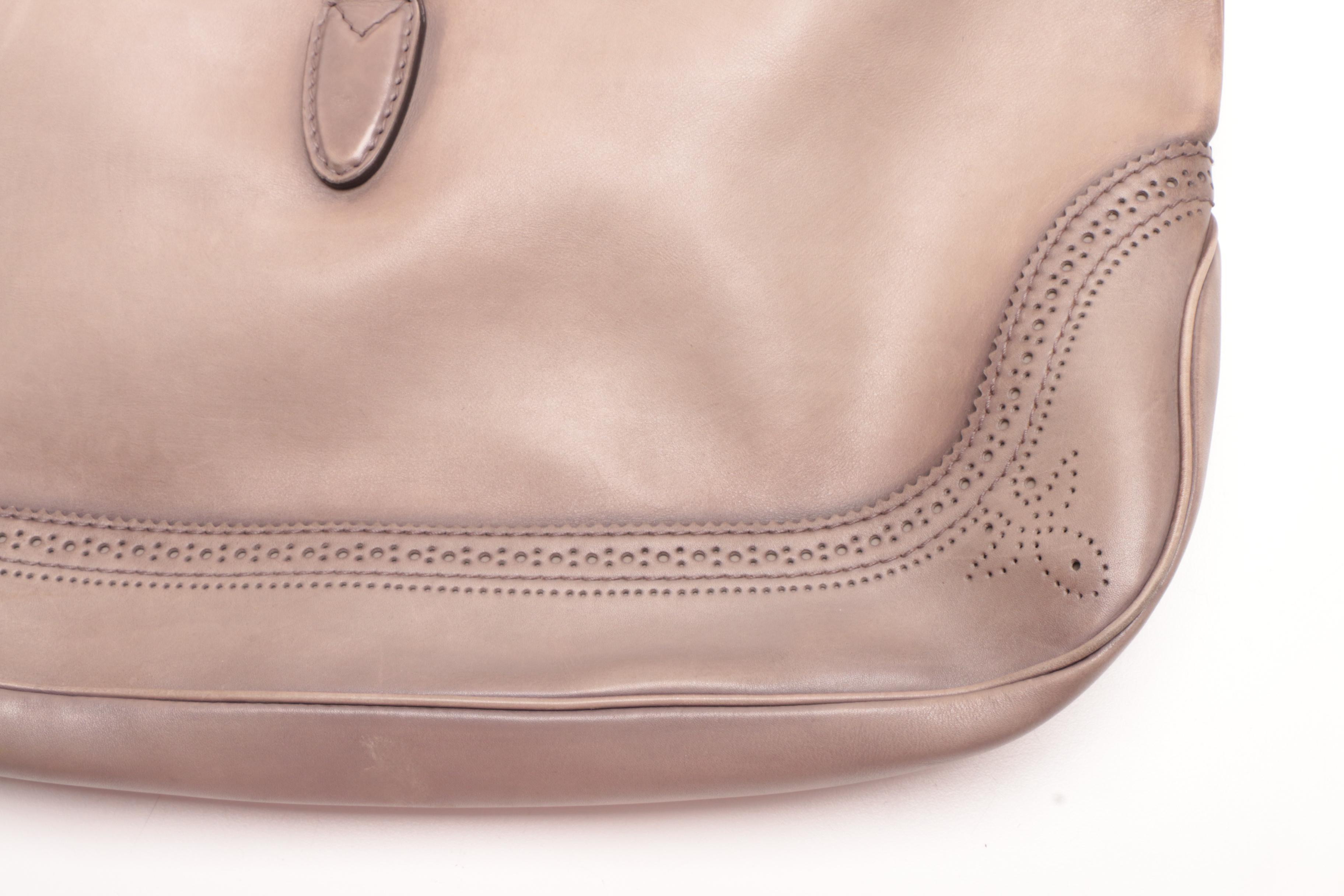 Gucci Gray Calfskin Duilio Brogue Large New Jackie Shoulder Bag