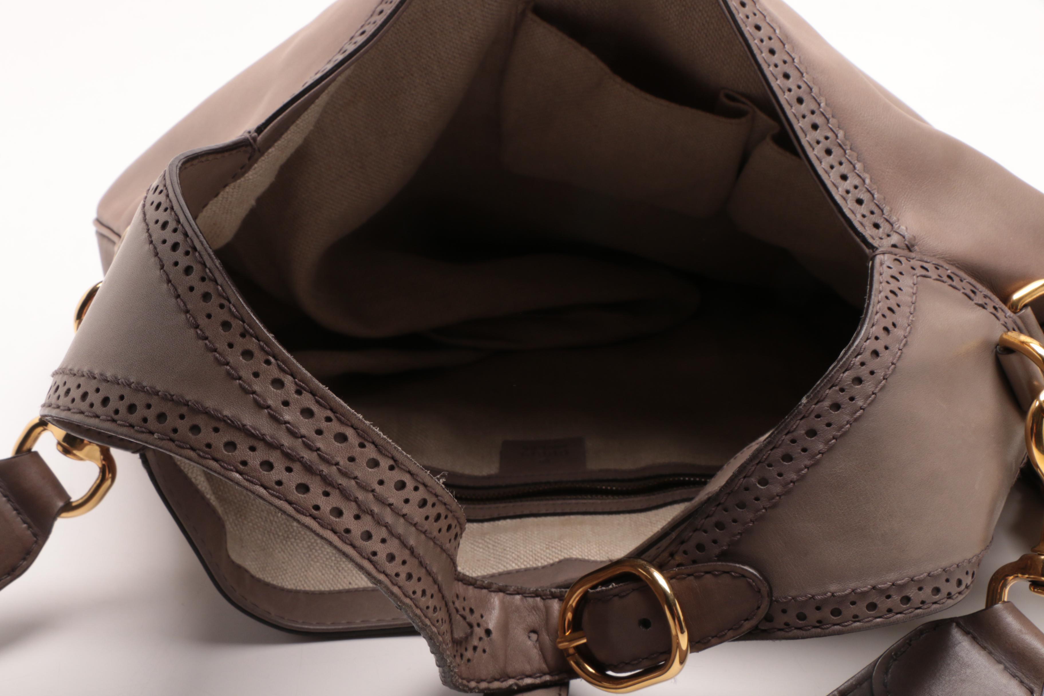 Gucci Gray Calfskin Duilio Brogue Large New Jackie Shoulder Bag