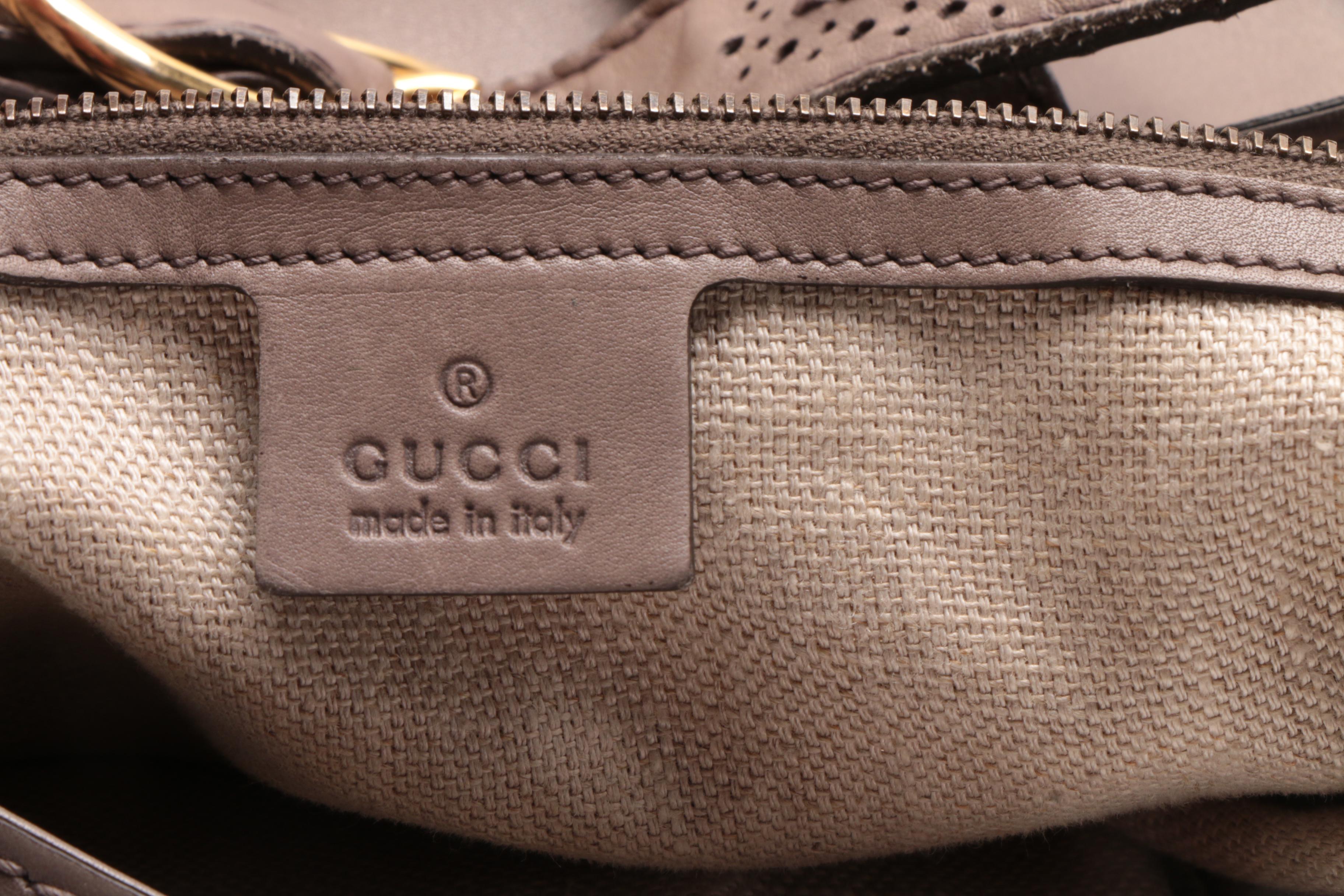 Gucci Gray Calfskin Duilio Brogue Large New Jackie Shoulder Bag