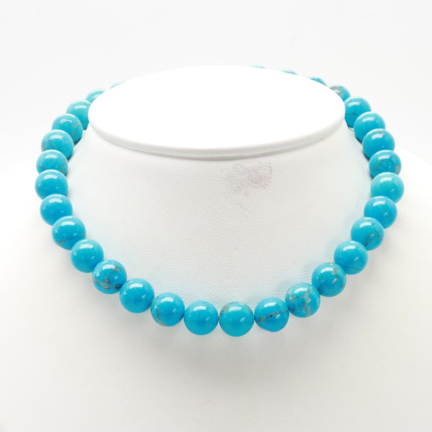 Sterling Silver Magnesite Beaded Choker Necklace