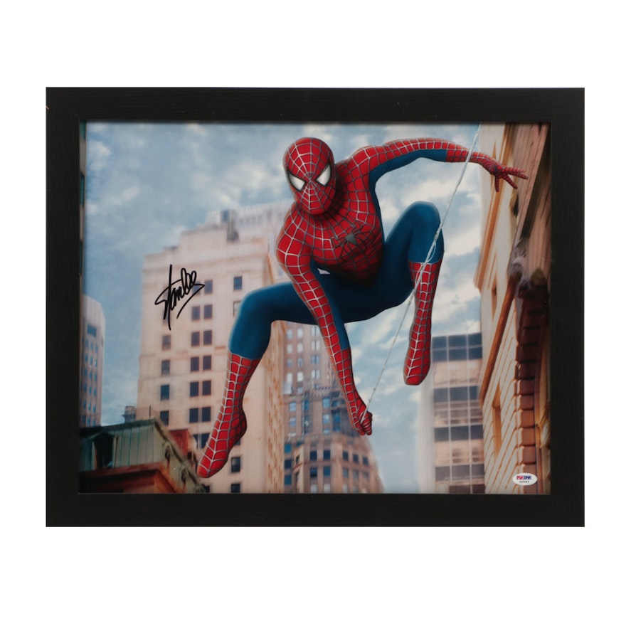 Stan Lee Signed Spider-Man Framed Super Hero Display PSA COA