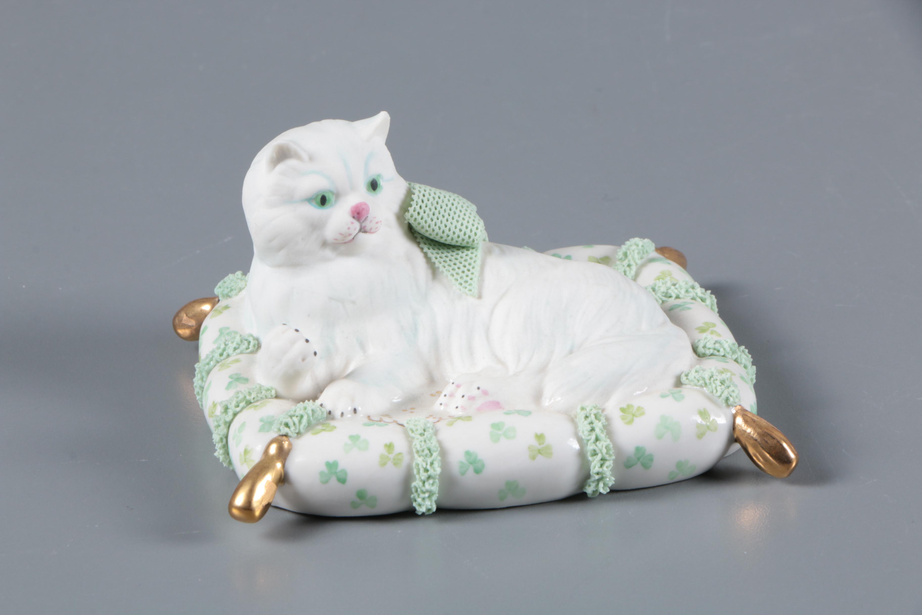 Irish Dresden Porcelain Cat Figurines