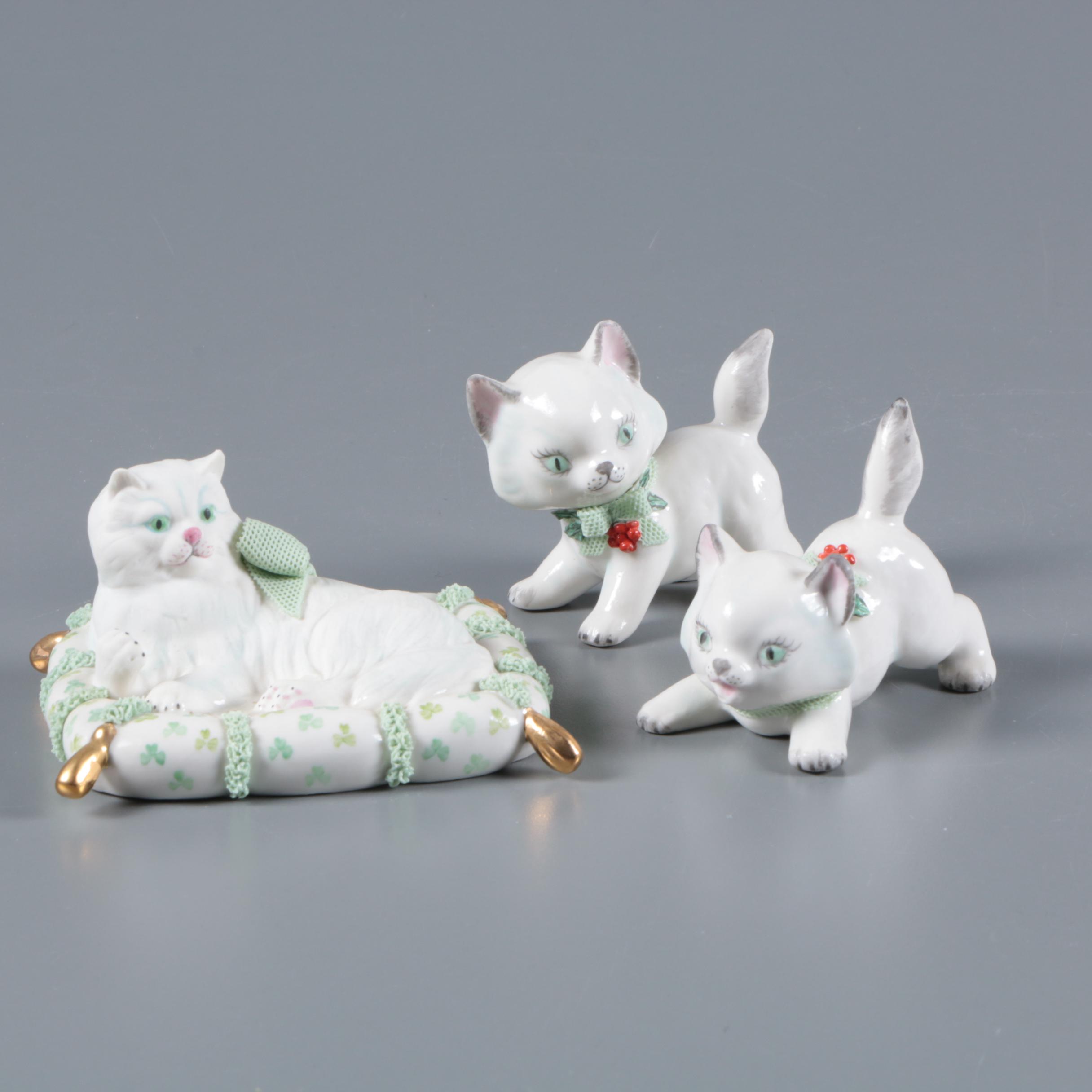 Irish Dresden Porcelain Cat Figurines
