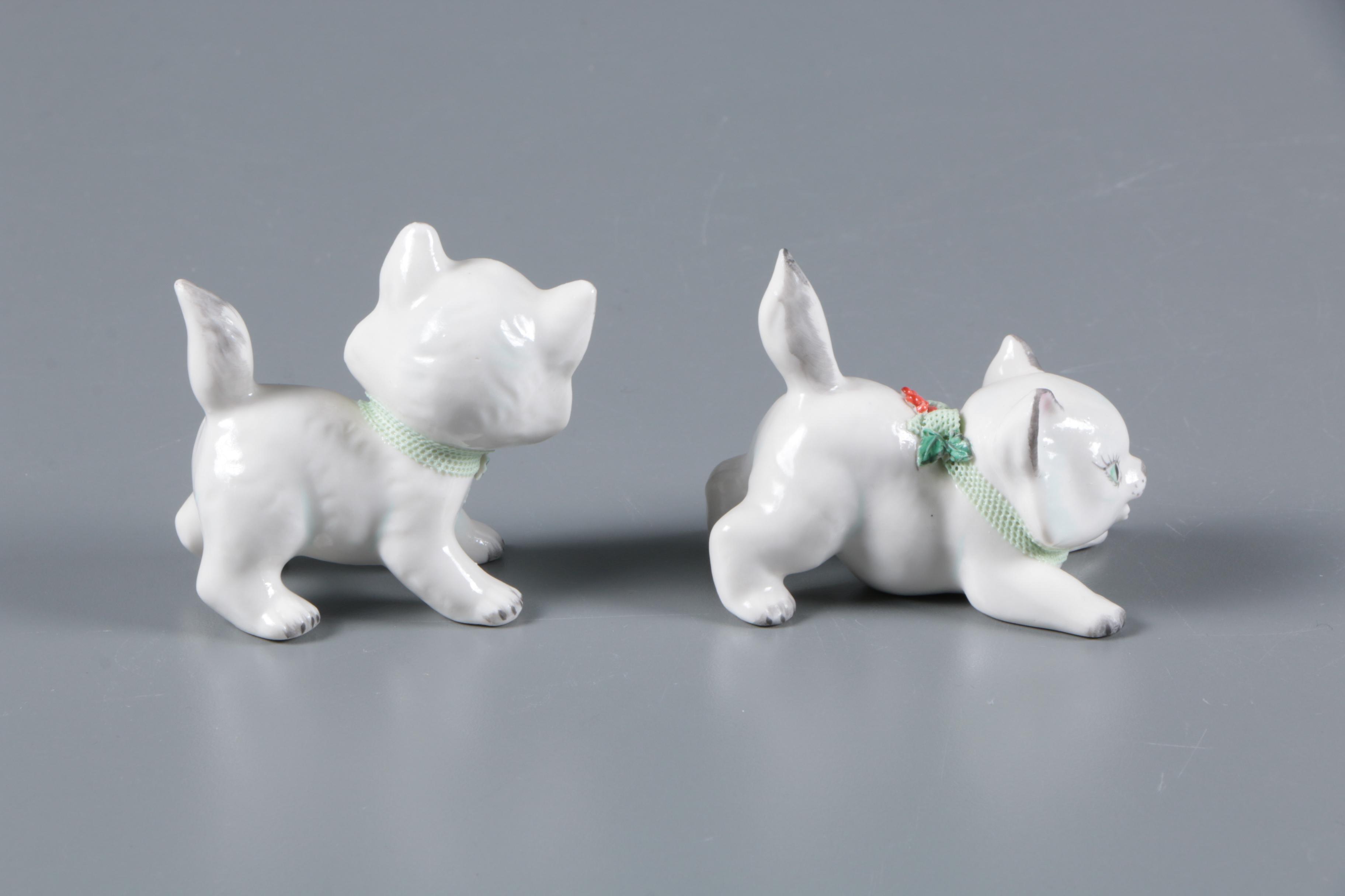 Irish Dresden Porcelain Cat Figurines