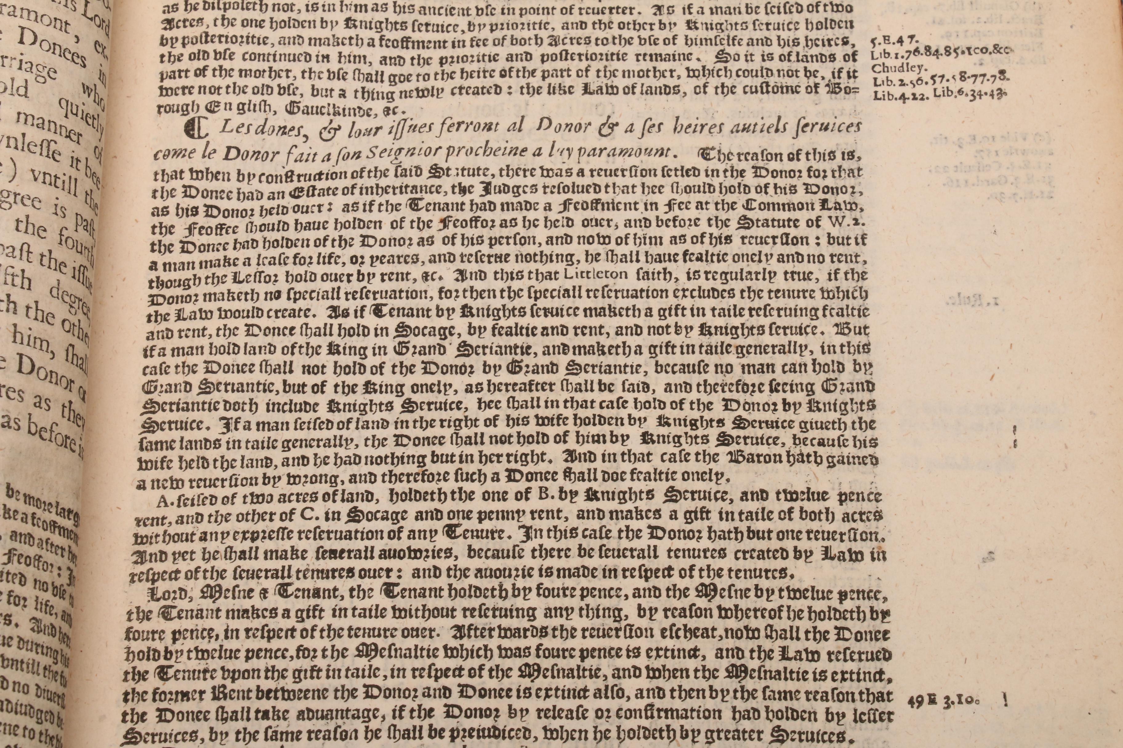 1639 "First Part of the Institutes of the Lawes of England" by Edward Coke