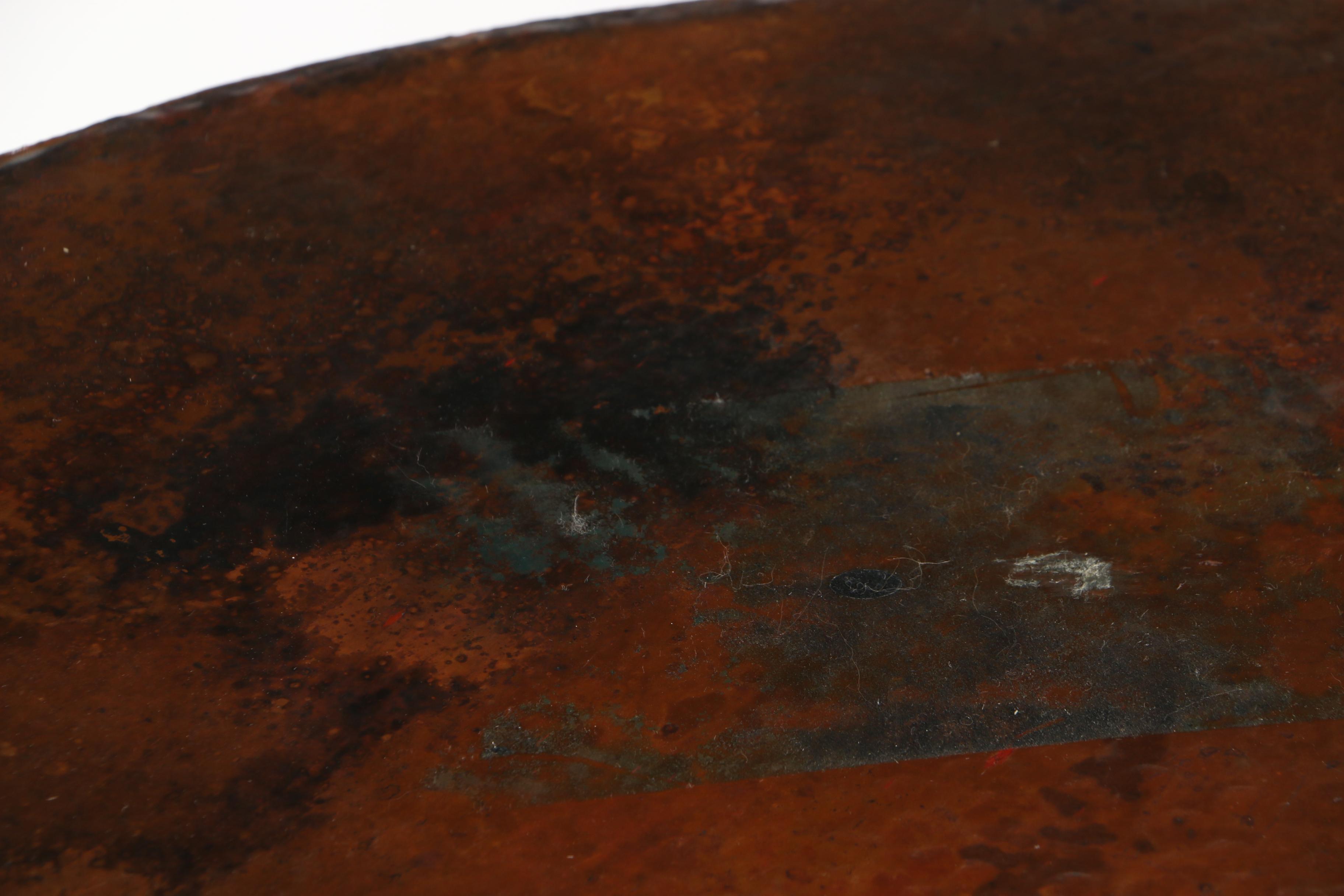 Arhaus Hand Hammered Copper and Iron Round Side Table