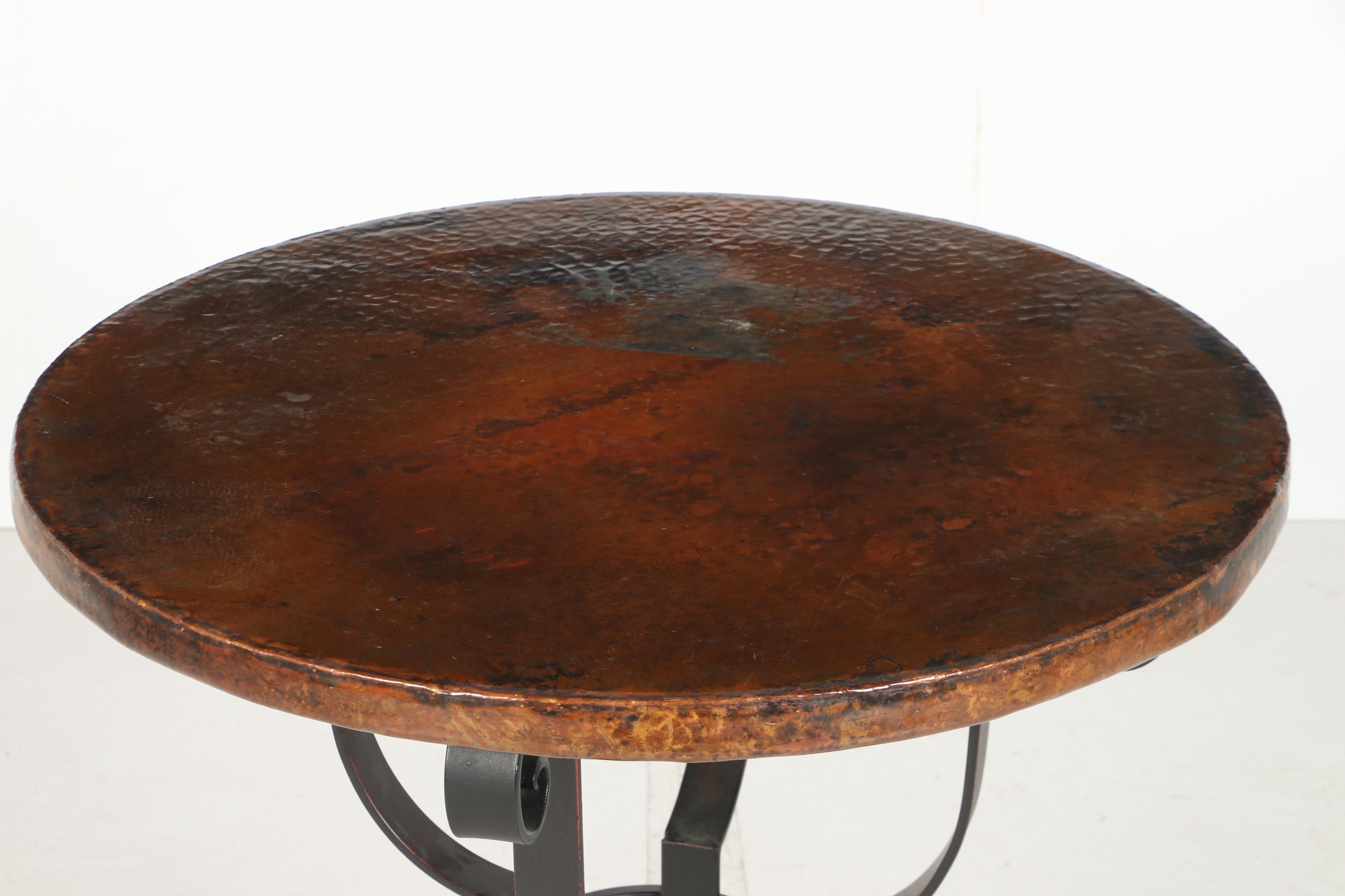 Arhaus Hand Hammered Copper and Iron Round Side Table