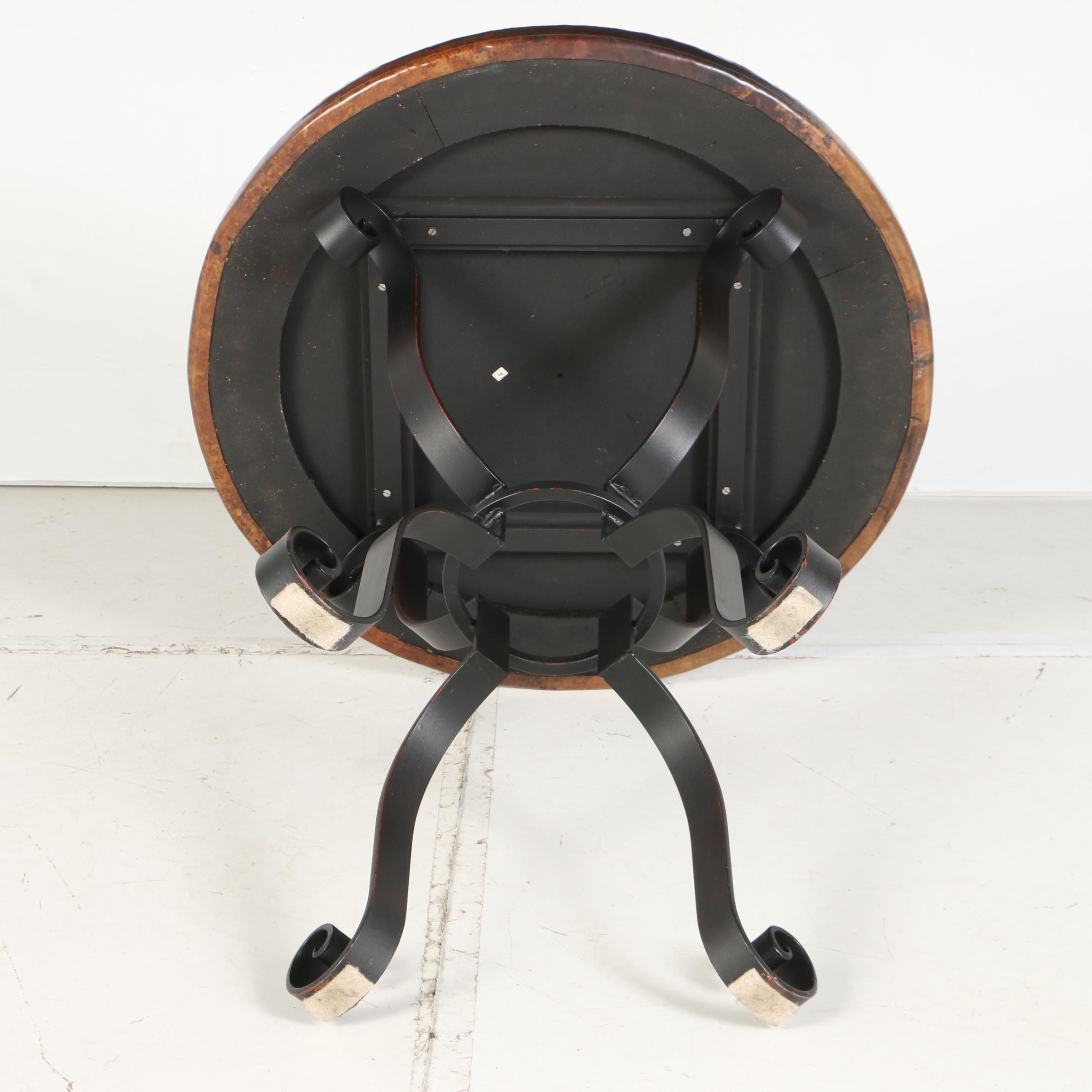 Arhaus Hand Hammered Copper and Iron Round Side Table