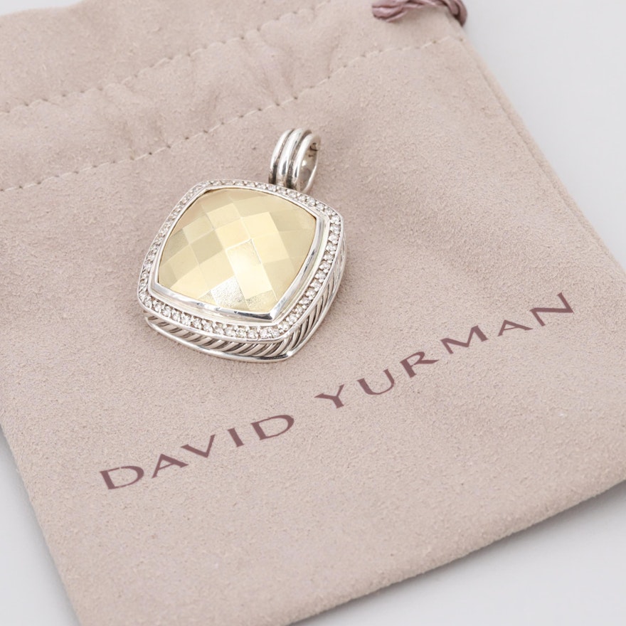 David Yurman "Albion Collection" Sterling Silver and 18K Gold Diamond Pendant