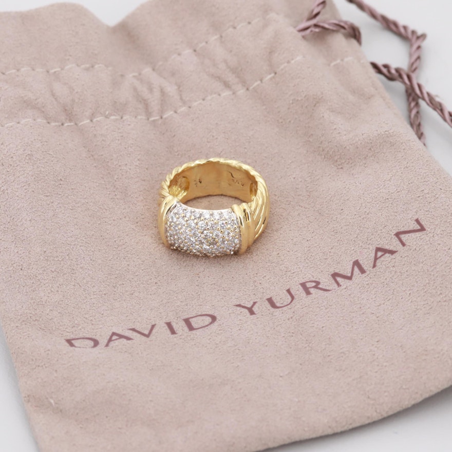 David Yurman "Metro" 18K Yellow Gold Diamond Ring