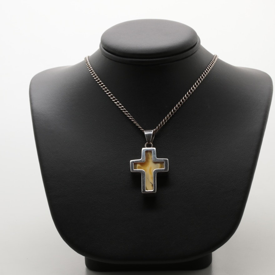 Sterling Silver Shell Cross Necklace