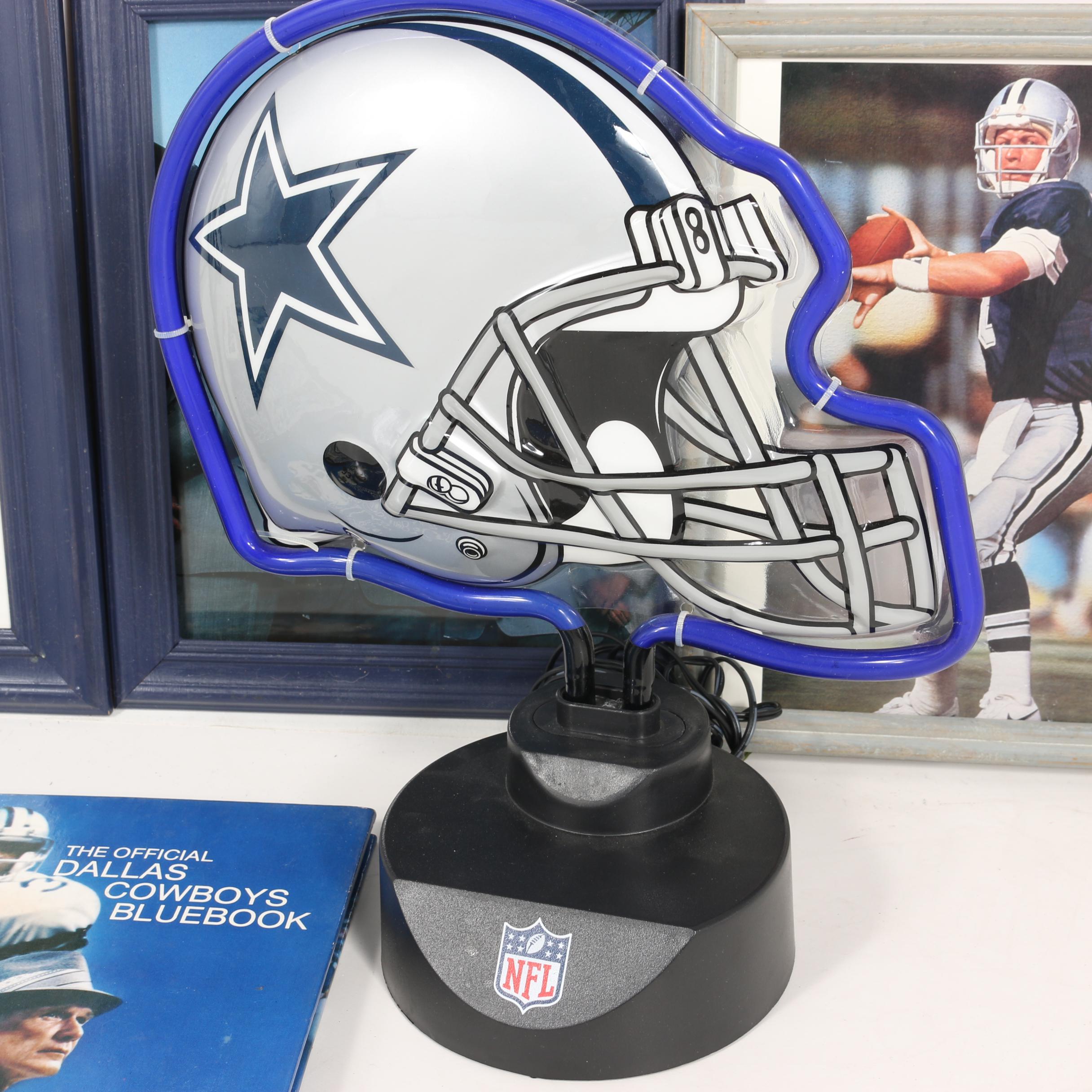 Dallas Cowboys Neon Light with Framed Photos and Books