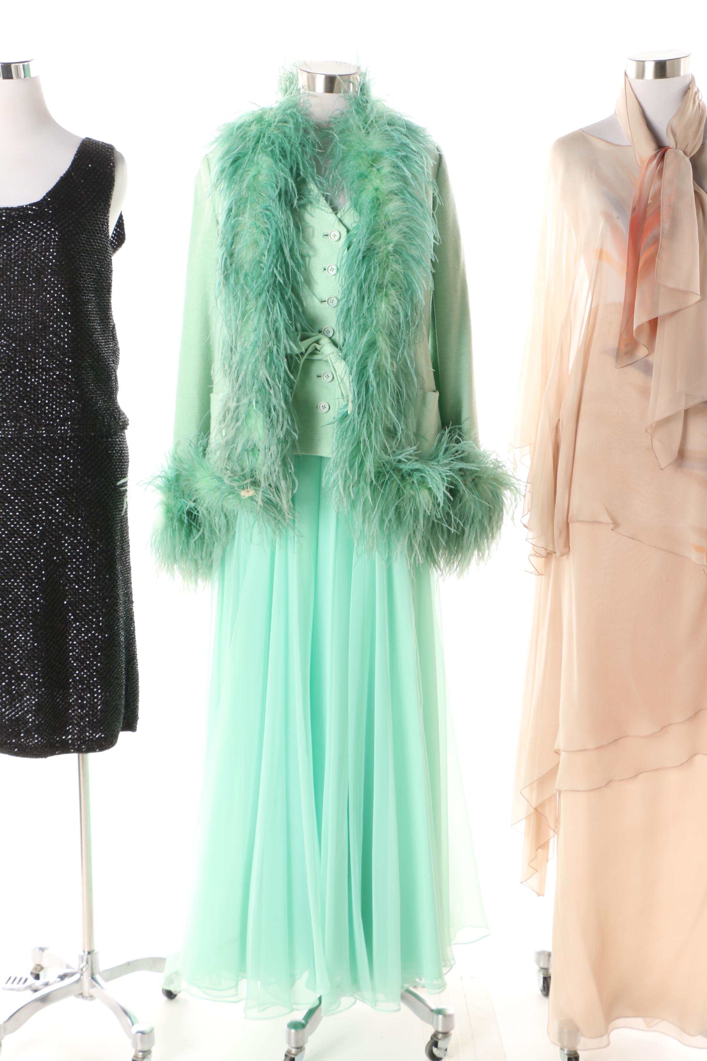 1970s Vintage Formal Wear Including Pauline Trigère and Khorshed for Sansappelle