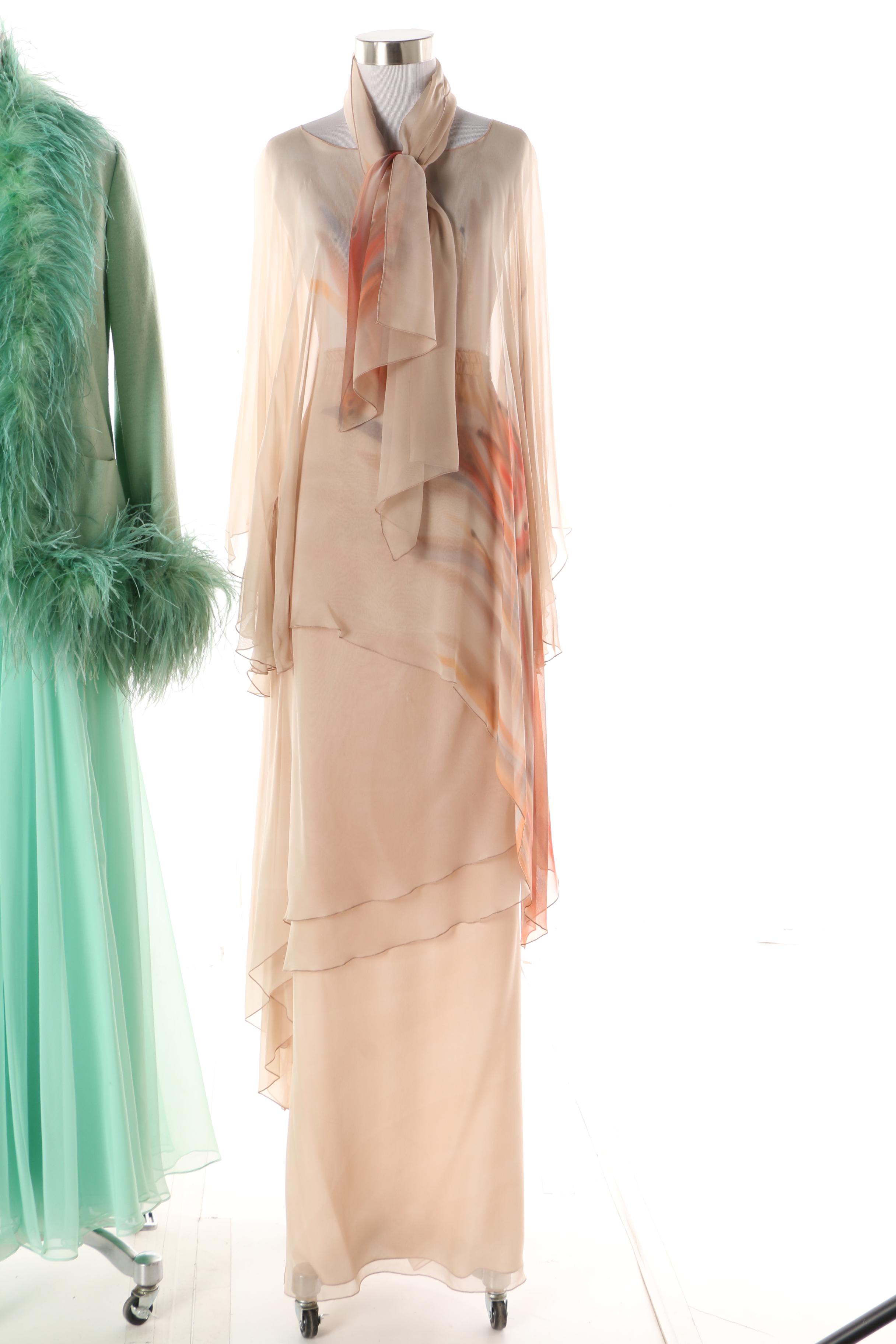 1970s Vintage Formal Wear Including Pauline Trigère and Khorshed for Sansappelle