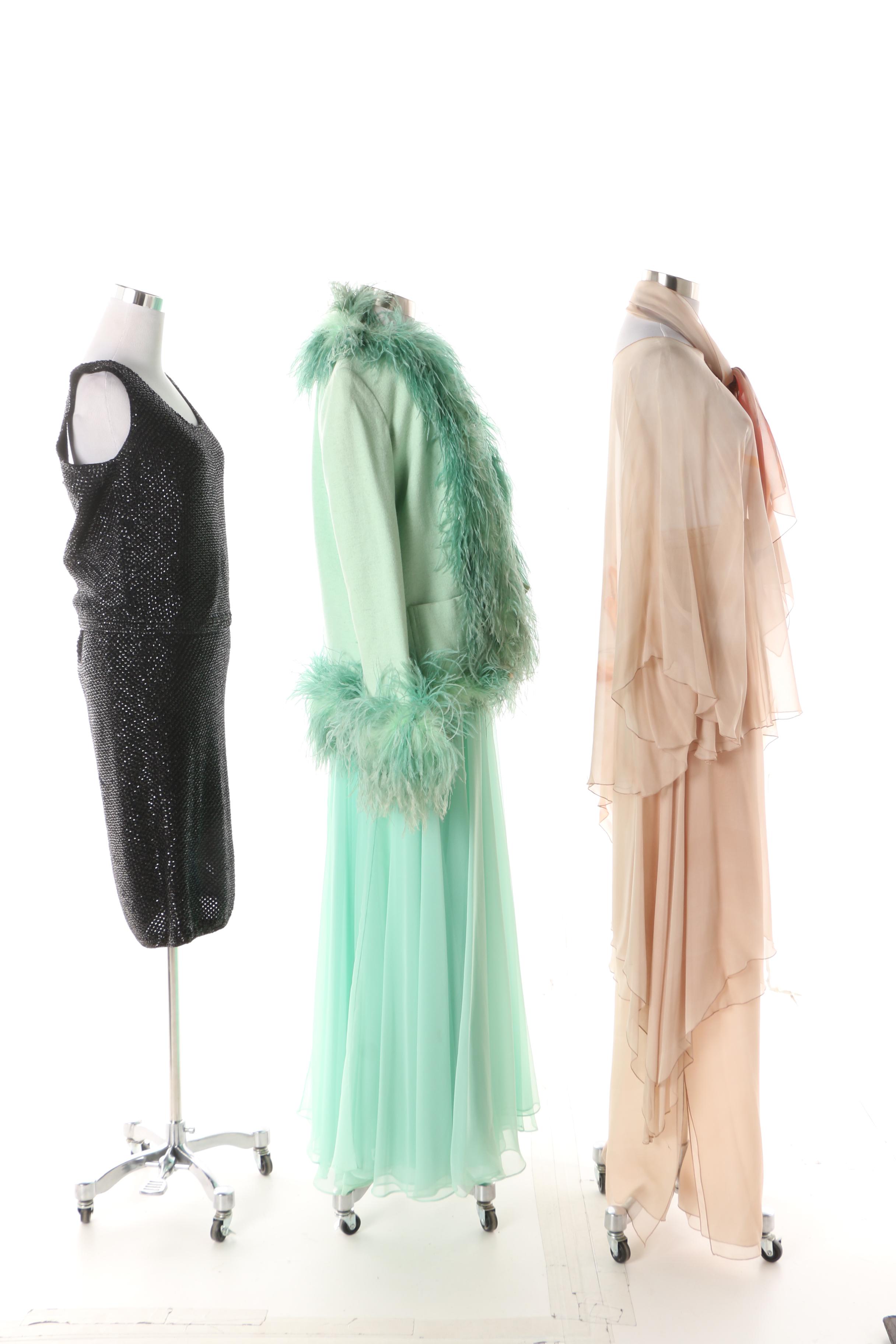 1970s Vintage Formal Wear Including Pauline Trigère and Khorshed for Sansappelle