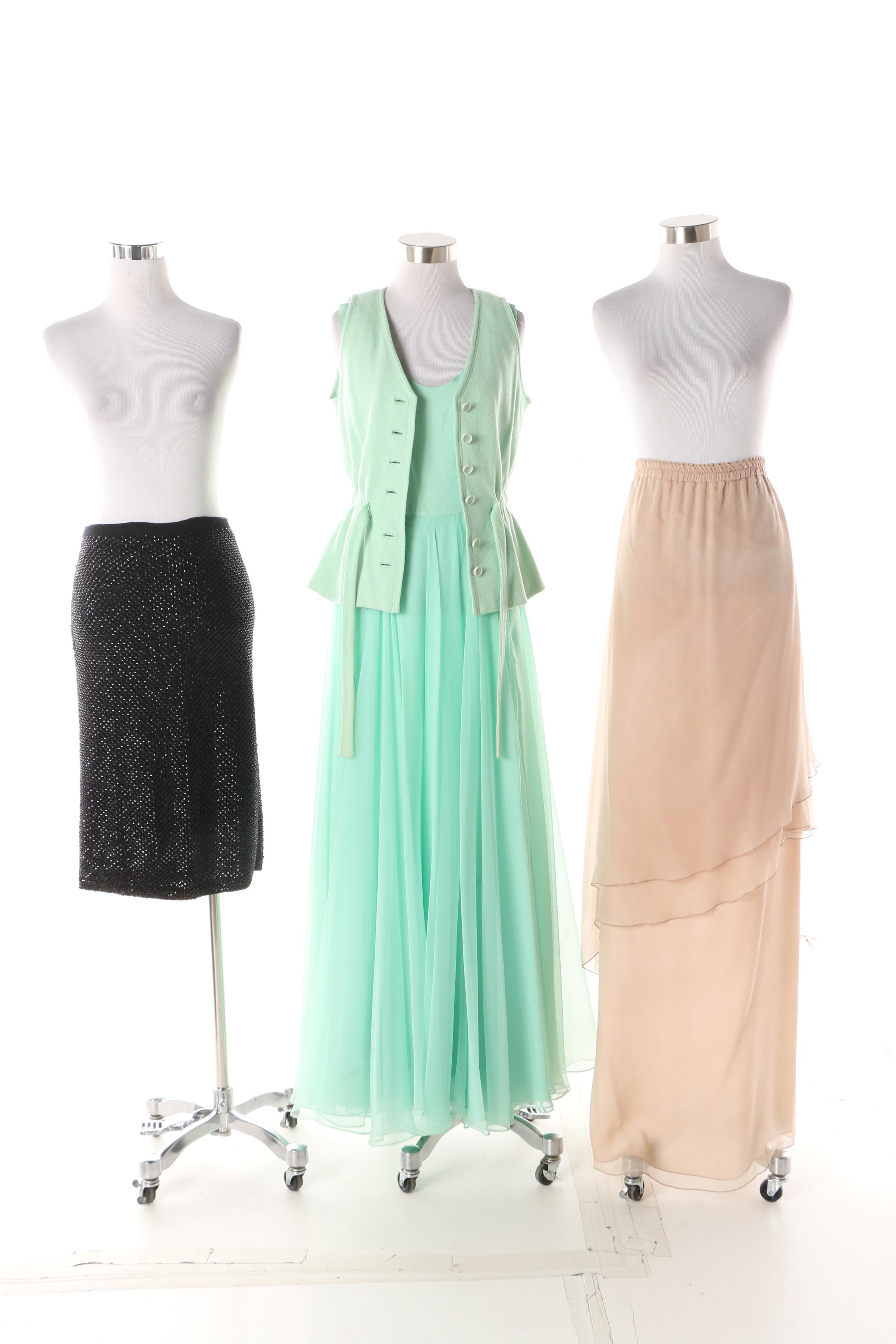 1970s Vintage Formal Wear Including Pauline Trigère and Khorshed for Sansappelle