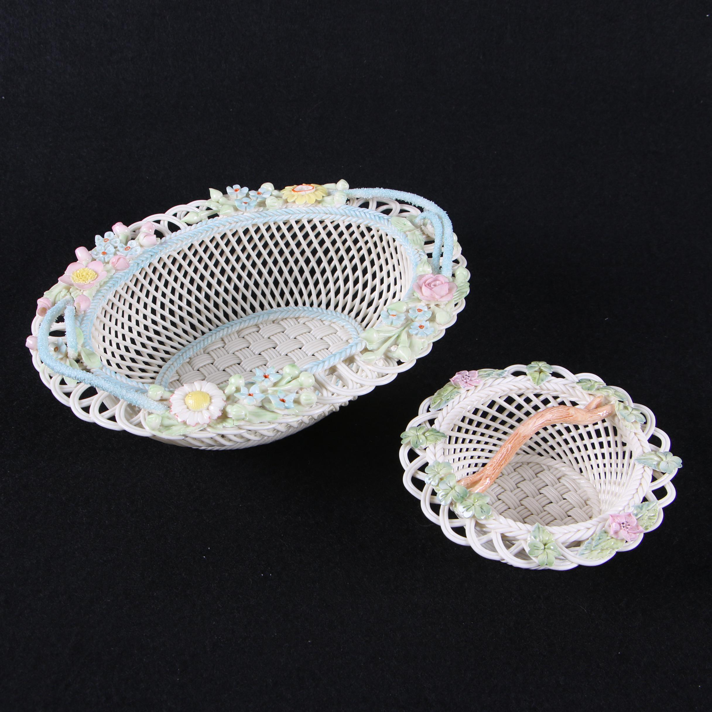 Belleek Floral Porcelain Baskets including "Enchanted Isle"