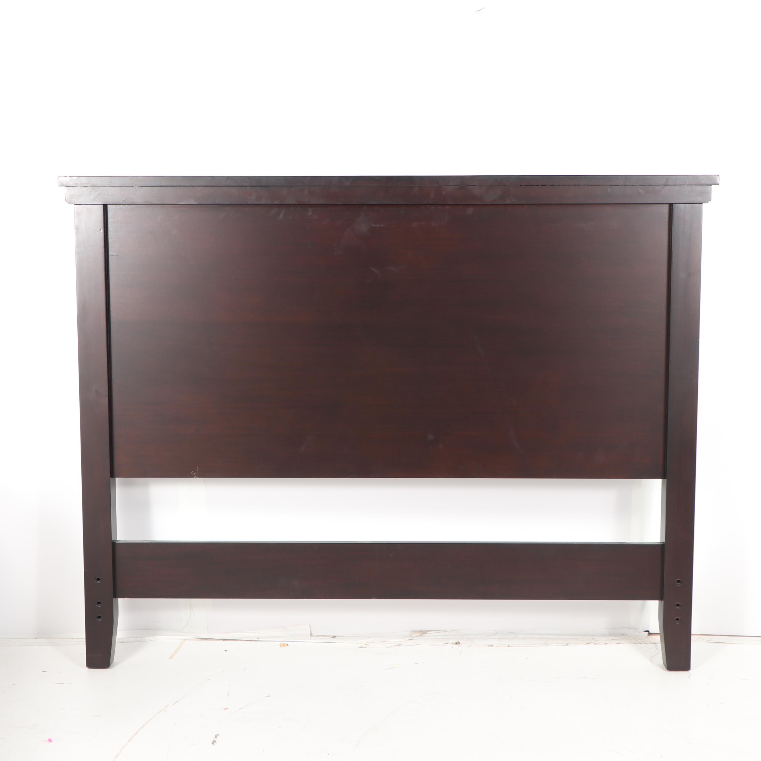 Contemporary Mahogany Stained Wood Queen Size Headboard