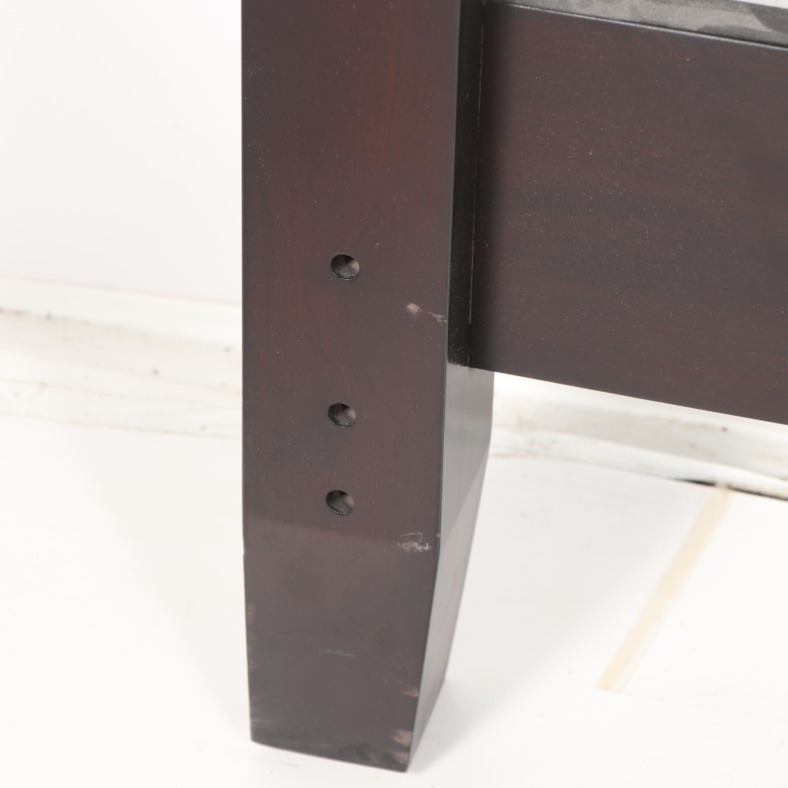 Contemporary Mahogany Stained Wood Queen Size Headboard