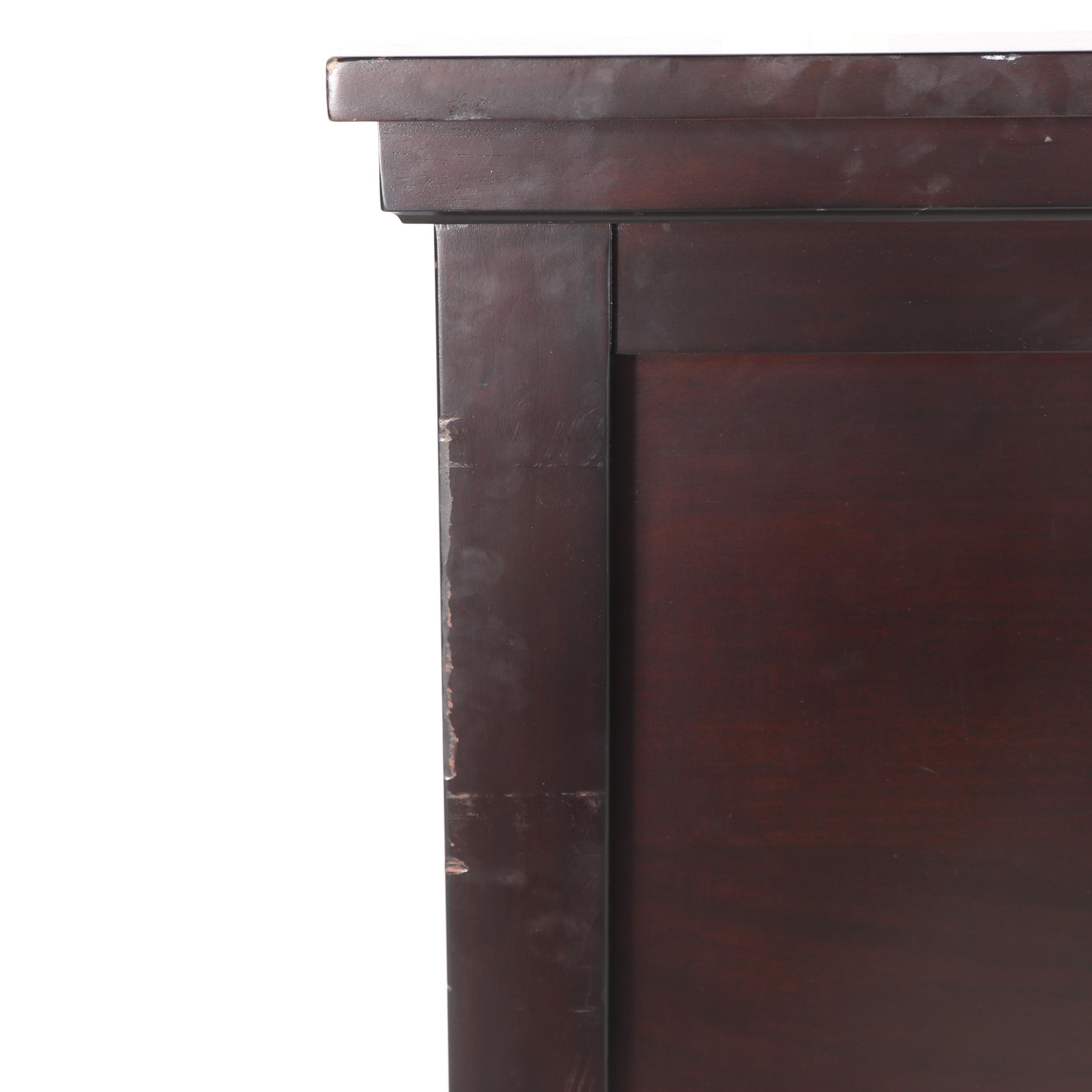 Contemporary Mahogany Stained Wood Queen Size Headboard