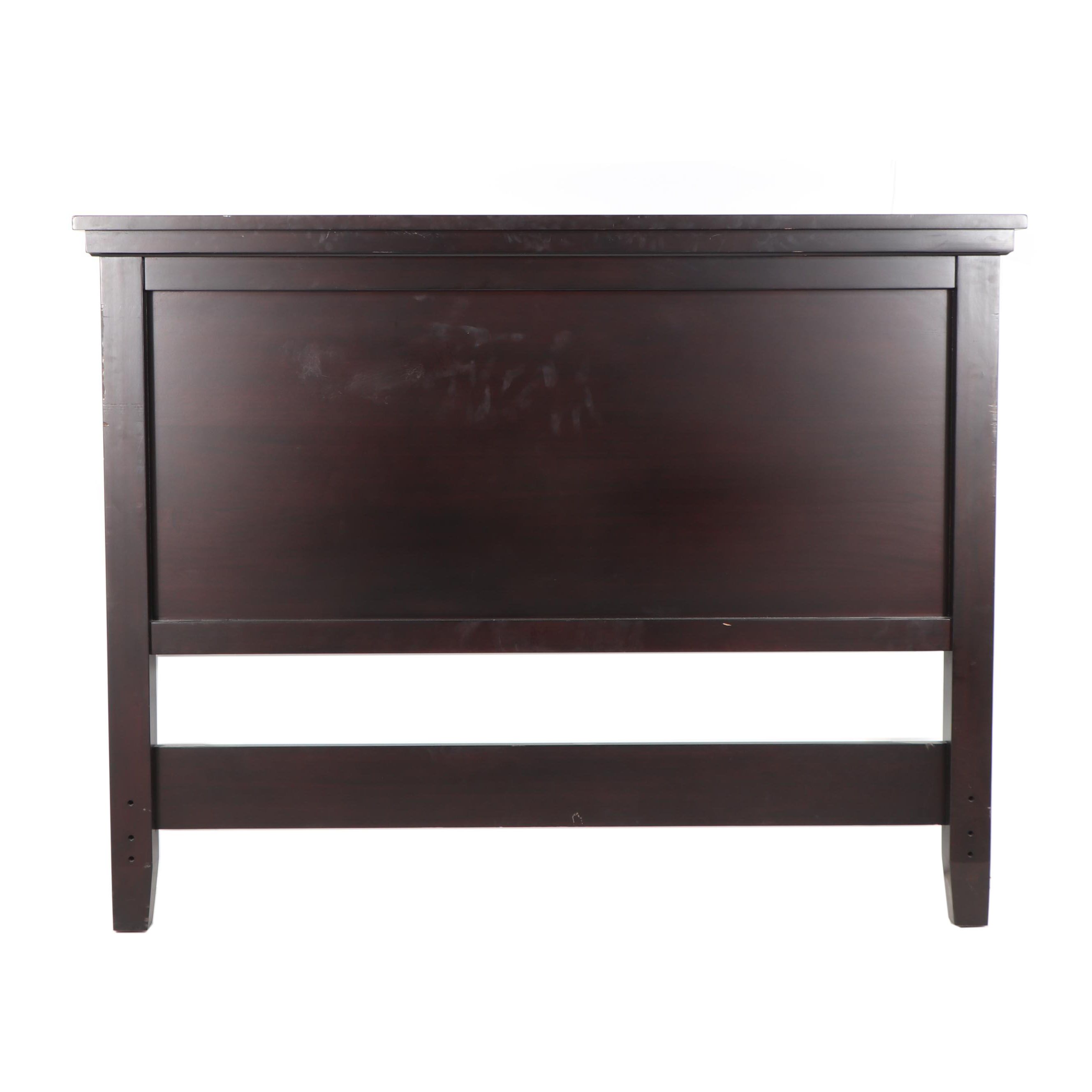 Contemporary Mahogany Stained Wood Queen Size Headboard